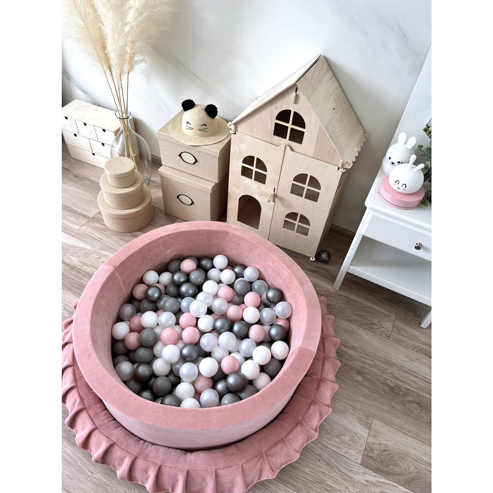 moje. Ballenbad - Soft Velvet - 90x30cm - Raspberry Pink