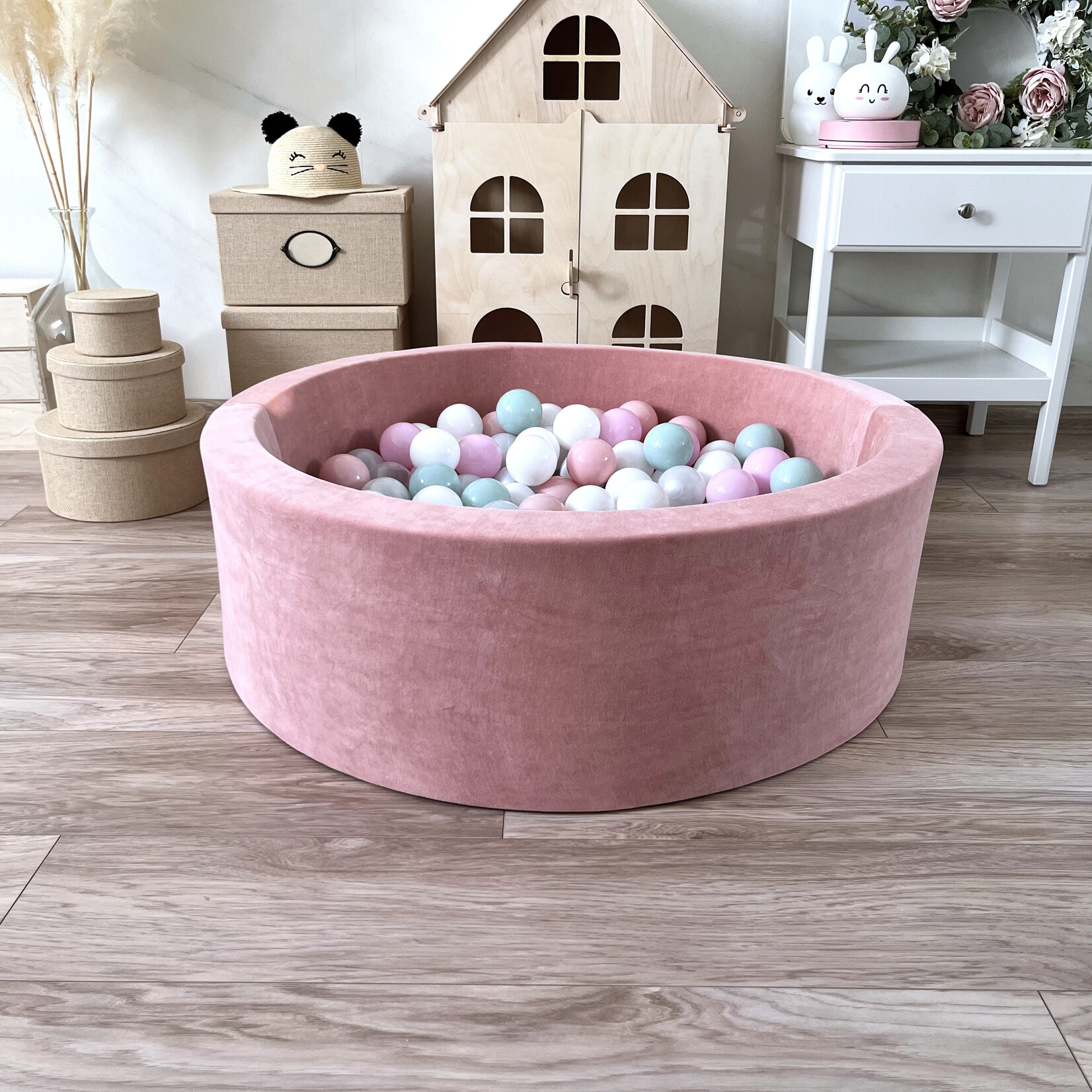 moje. Ballenbad - Soft Velvet - 90x30cm - Raspberry Pink