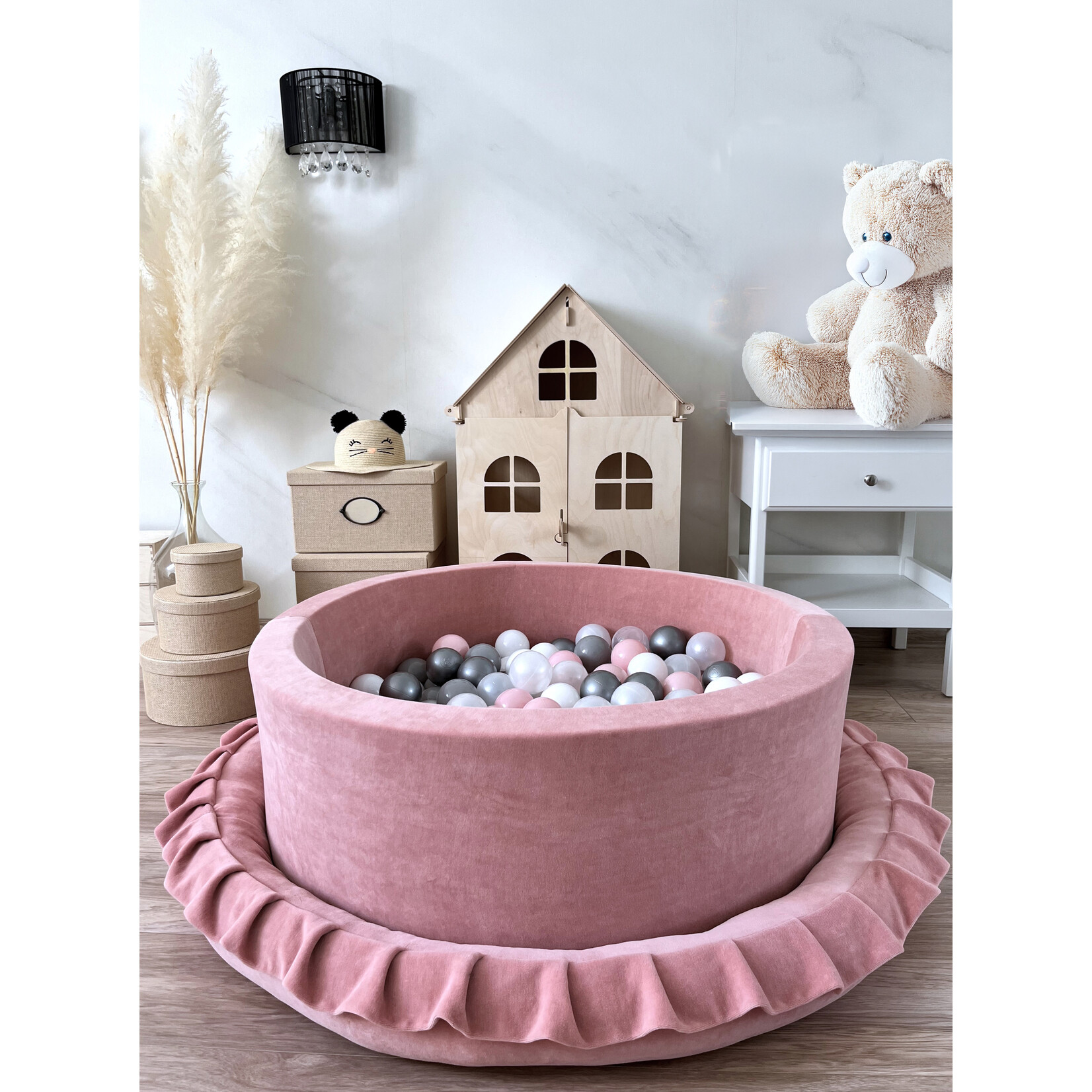 moje. Ballenbad - Soft Velvet - 90x30cm - Raspberry Pink