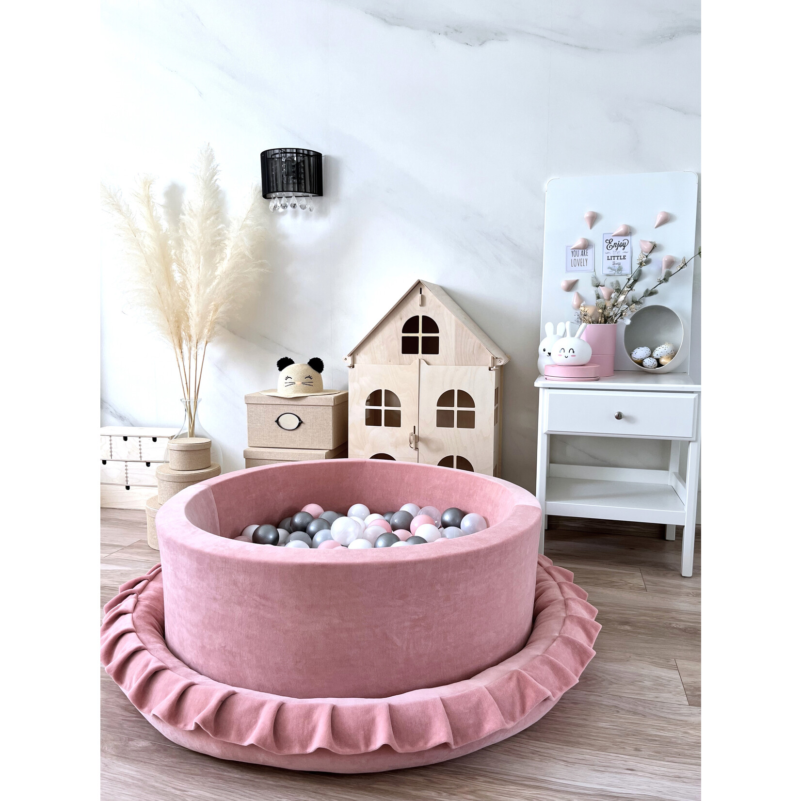 moje. Ballenbad - Soft Velvet - 90x30cm - Raspberry Pink