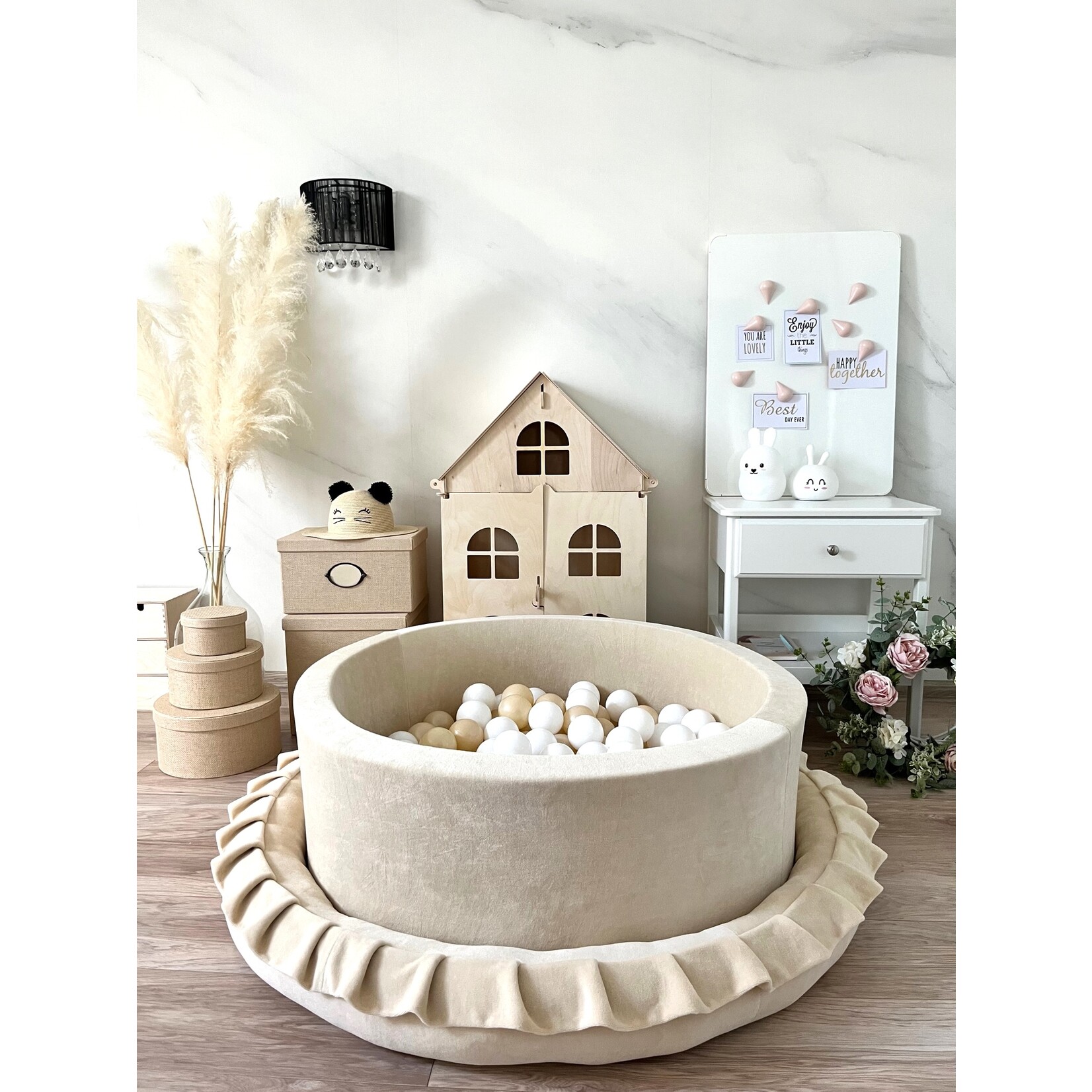 moje. Ballenbad - Soft Velvet - 90x30cm - Ecru