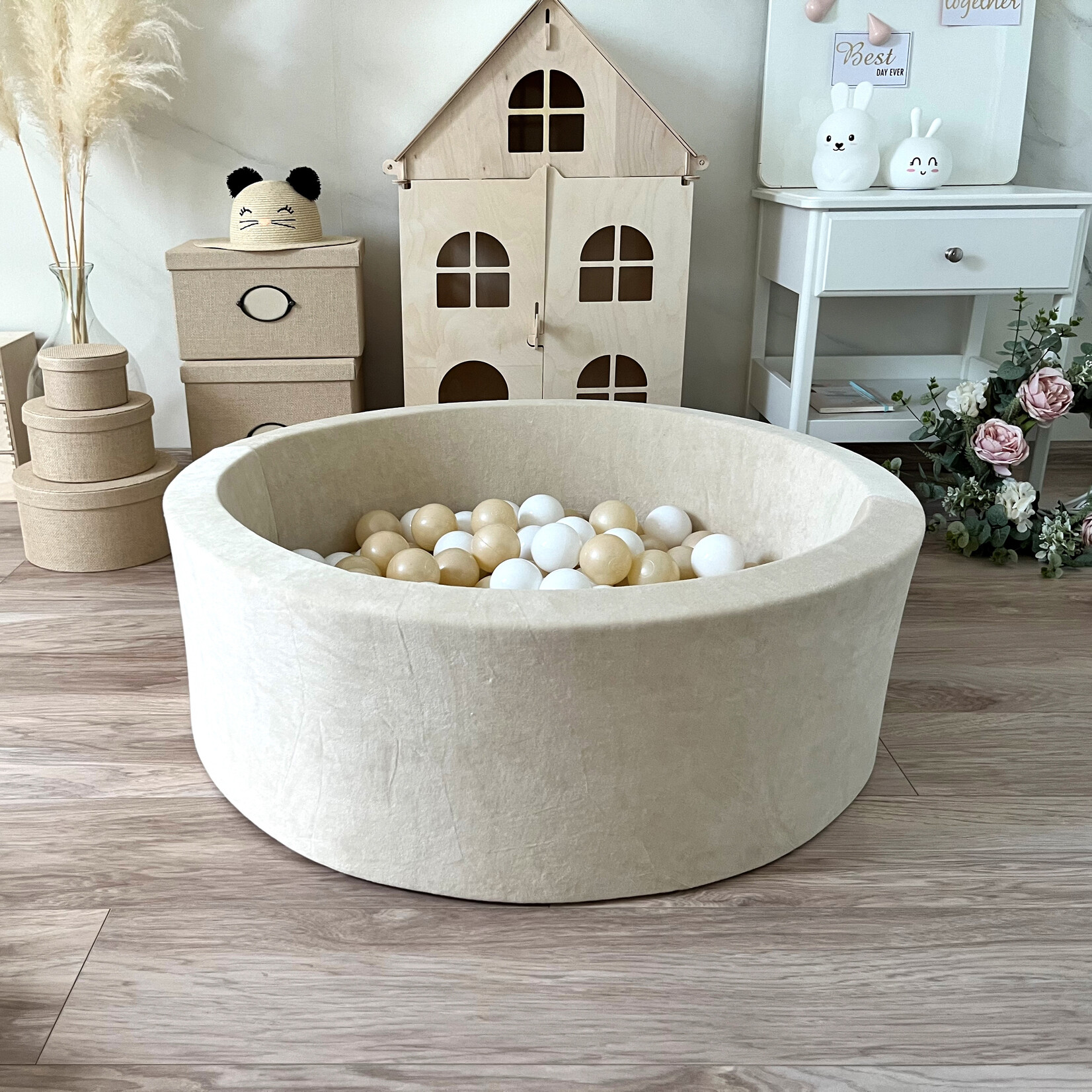 moje. Ballenbad - Soft Velvet - 90x30cm - Ecru