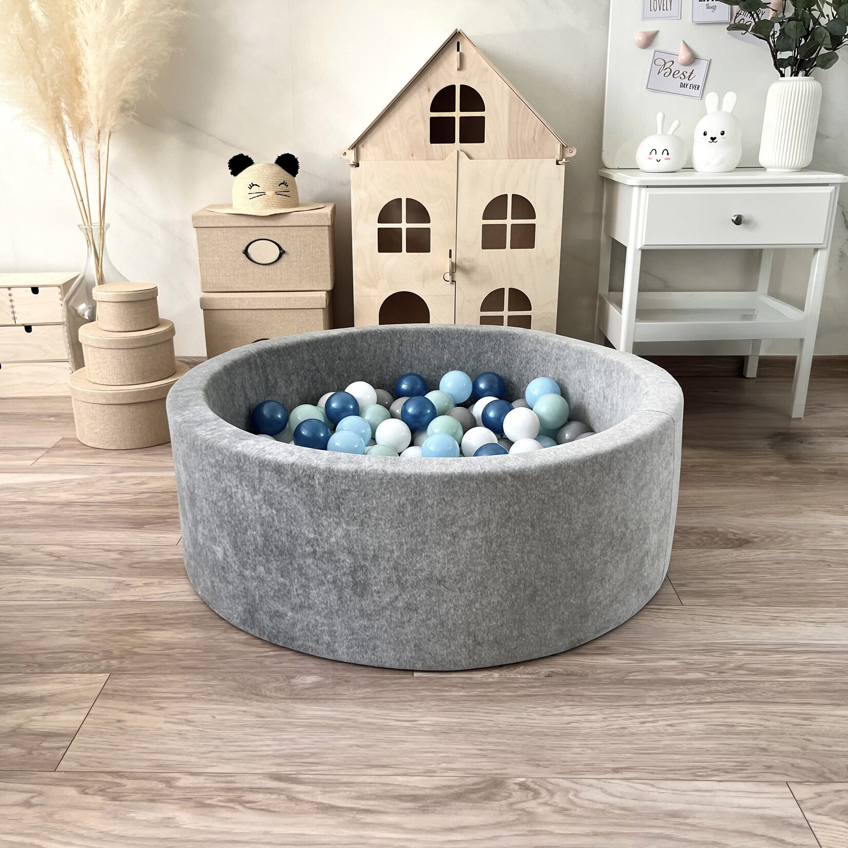 moje. Ballenbad - Soft Velvet - 90x30cm - Grey (melange)