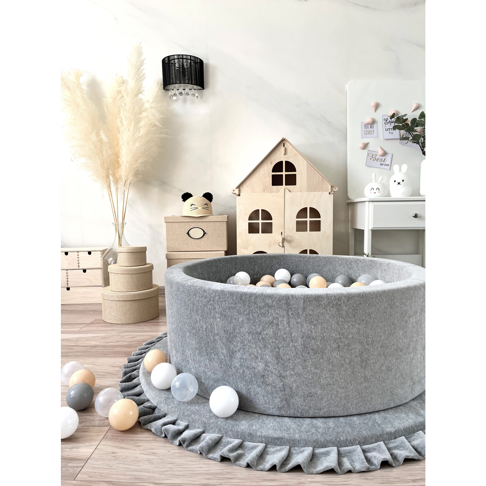 moje. Ballenbad - Soft Velvet - 90x30cm - Grey (melange)
