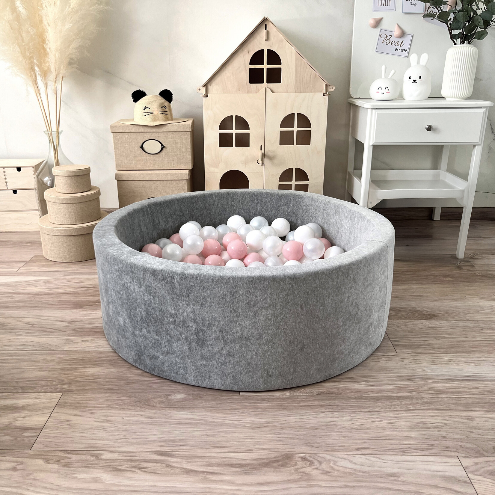 moje. Ballenbad - Soft Velvet - 90x30cm - Grey (melange)