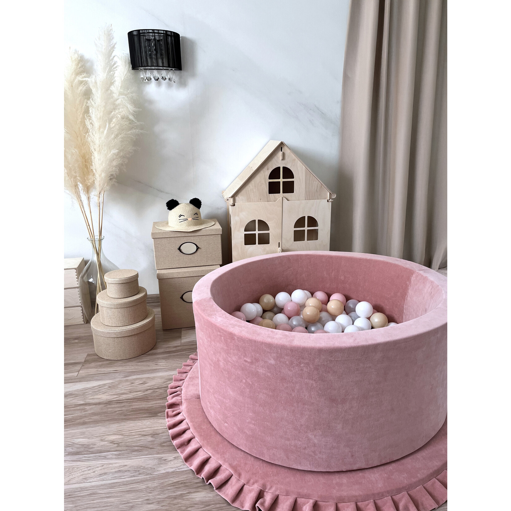 moje. Ballenbad - Soft Velvet - 90x40cm - Raspberry Pink