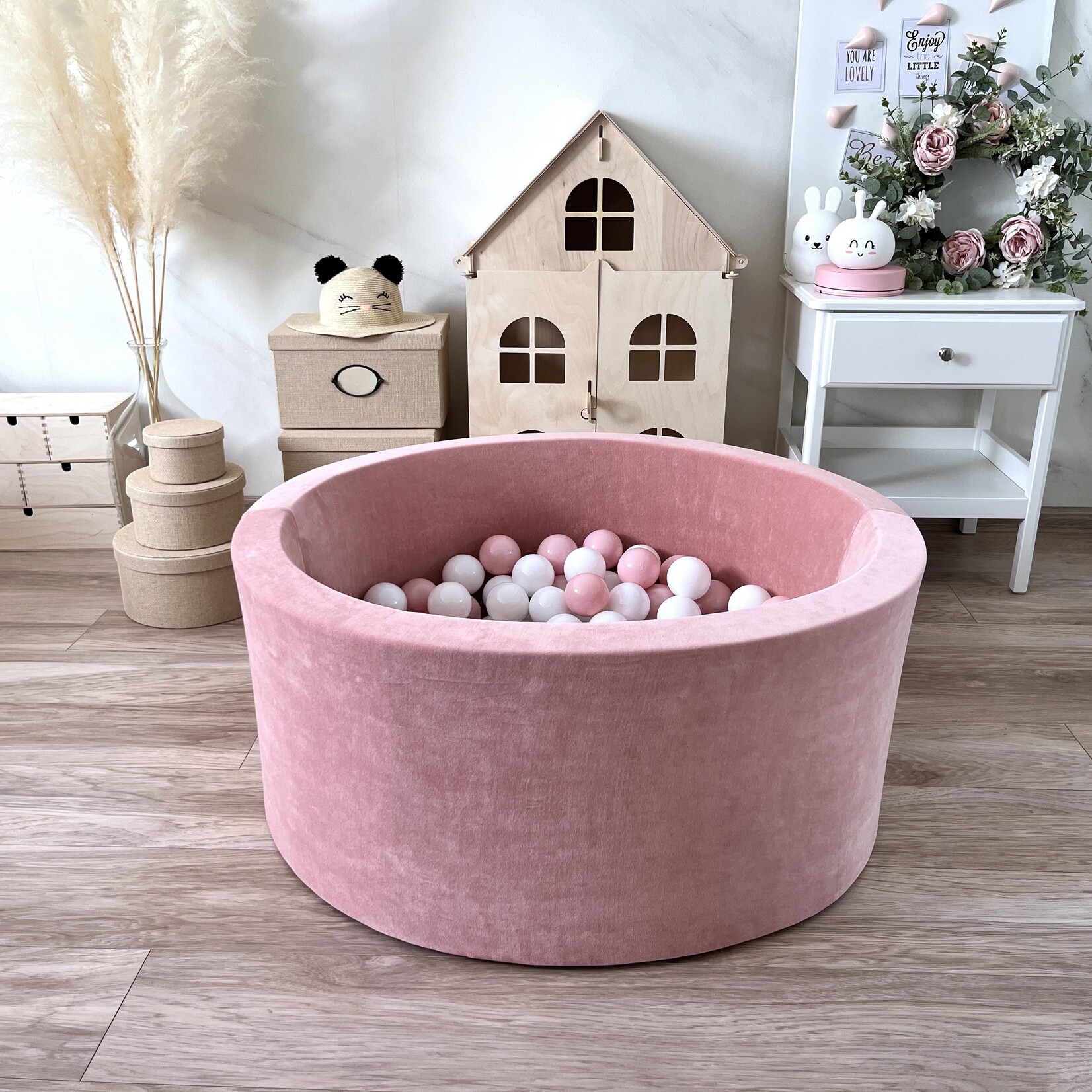 moje. Ballenbad - Soft Velvet - 90x40cm - Raspberry Pink