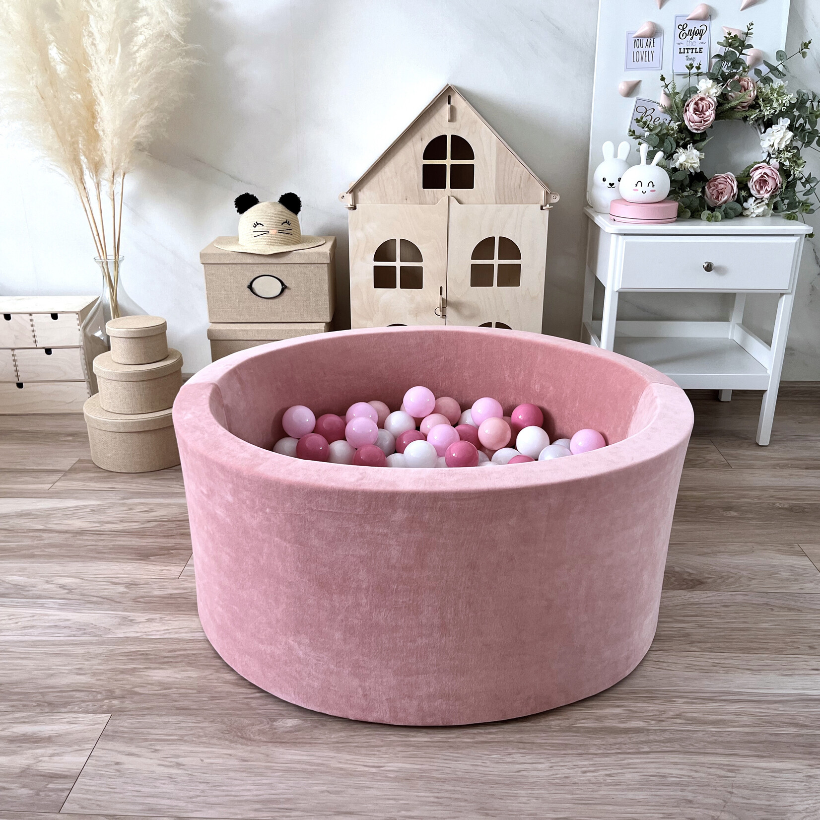 moje. Ballenbad - Soft Velvet - 90x40cm - Raspberry Pink