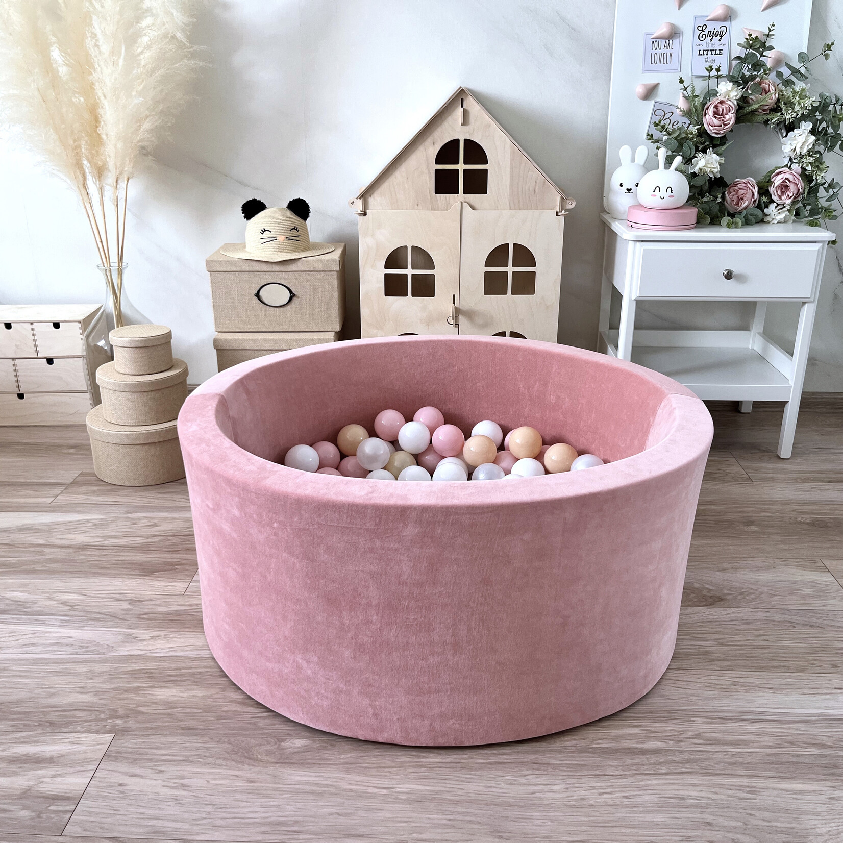moje. Ballenbad - Soft Velvet - 90x40cm - Raspberry Pink