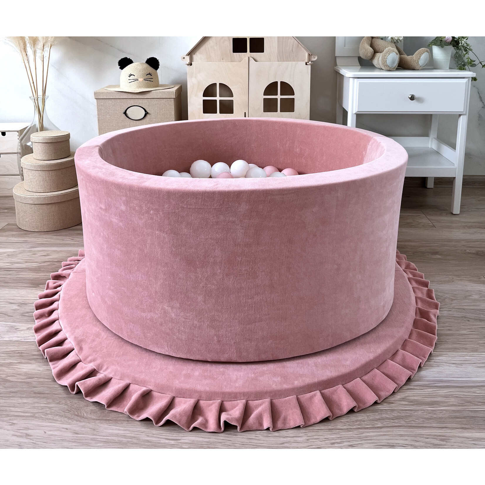 moje. Ballenbad - Soft Velvet - 90x40cm - Raspberry Pink