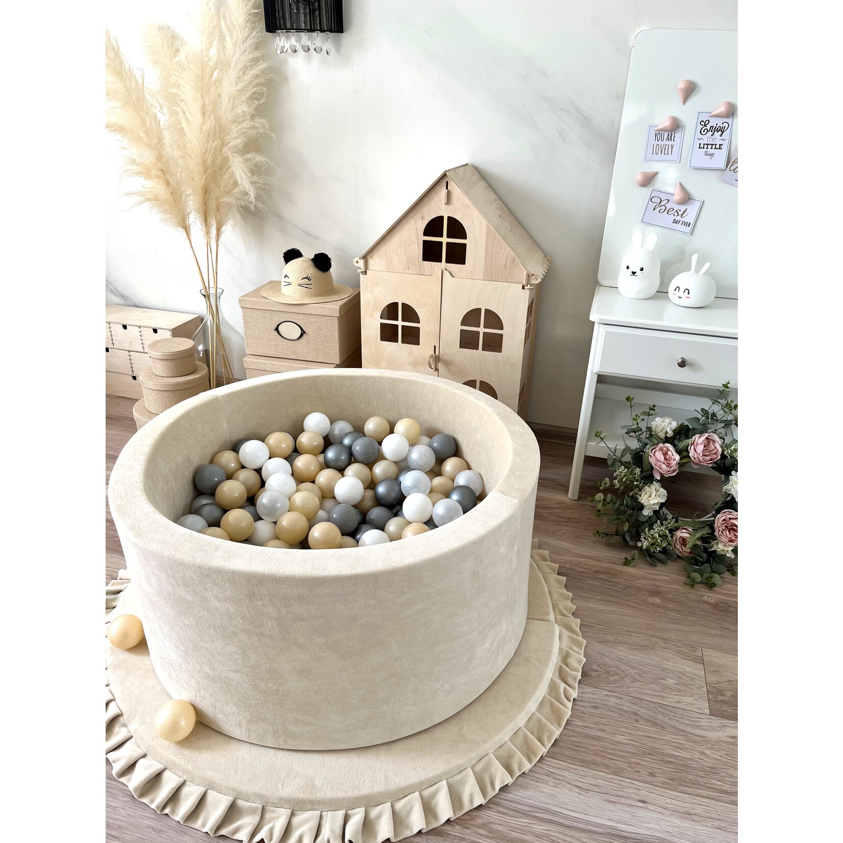 moje. Ballenbad - Soft Velvet - 90x40cm - Ecru