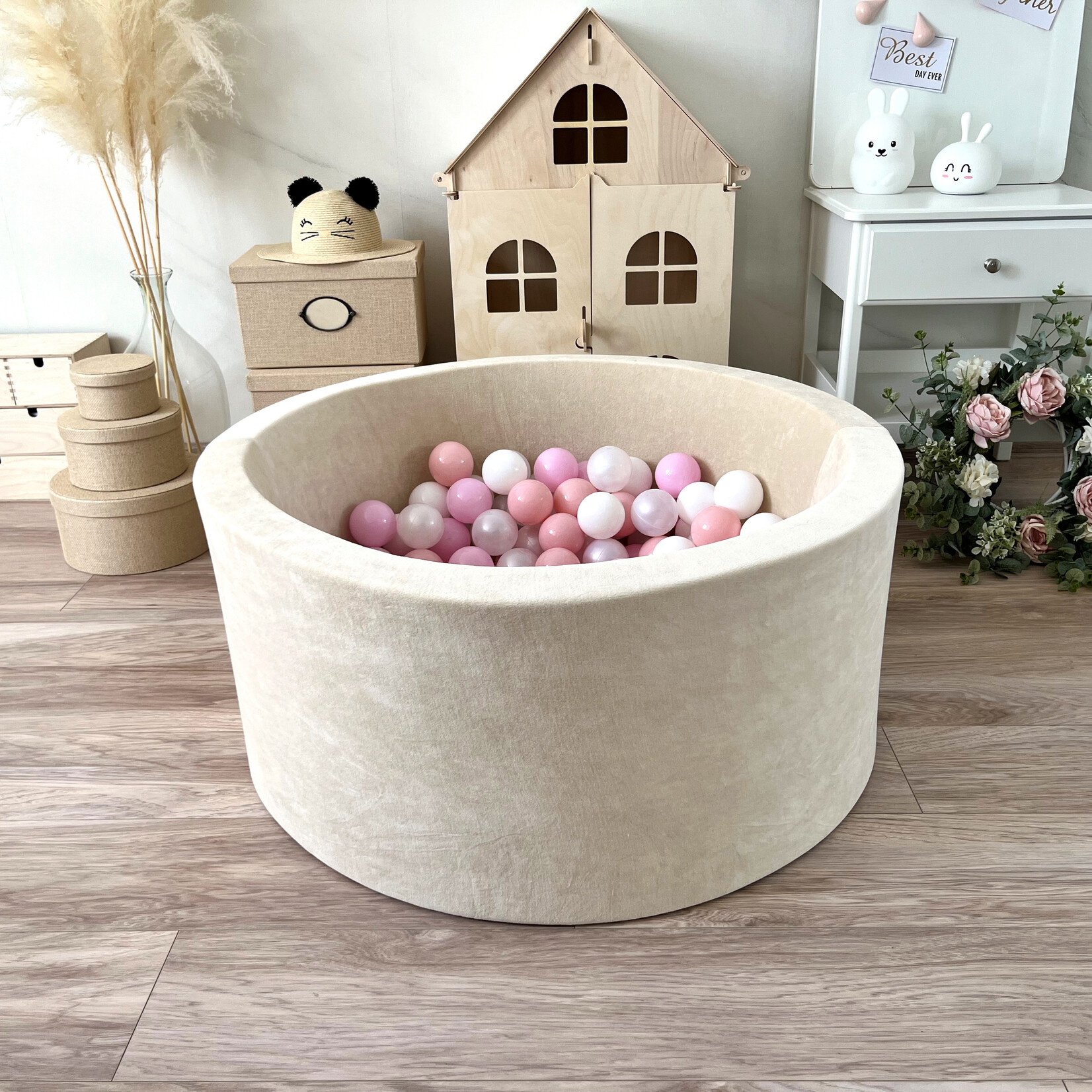 moje. Ballenbad - Soft Velvet - 90x40cm - Ecru