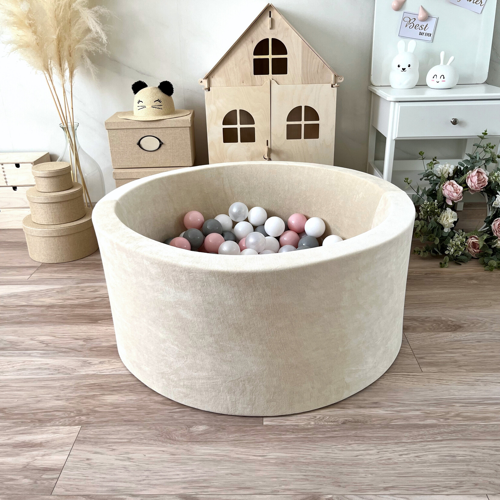 moje. Ballenbad - Soft Velvet - 90x40cm - Ecru
