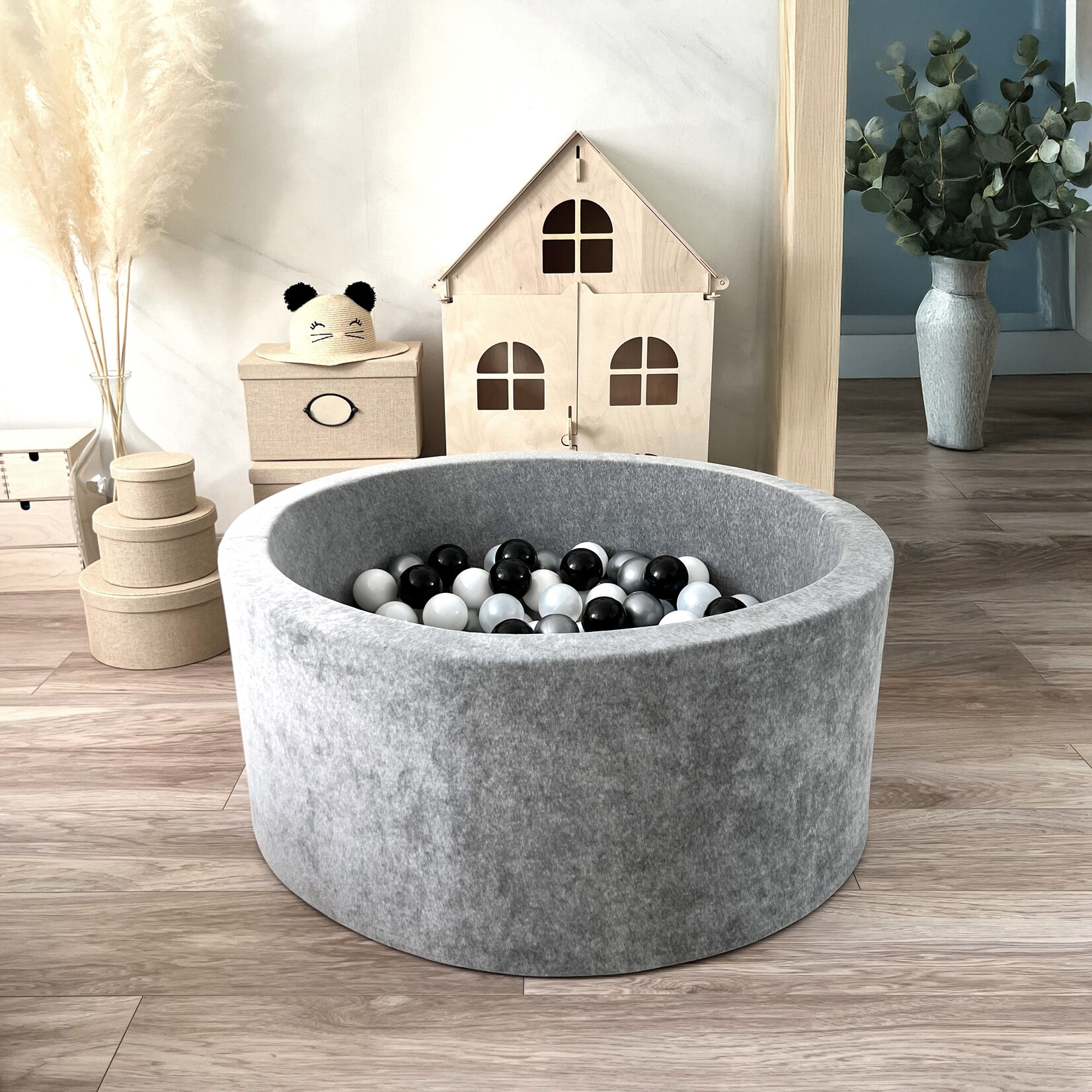 moje. Ballenbad - Soft Velvet - 90x40cm - Grey (melange)