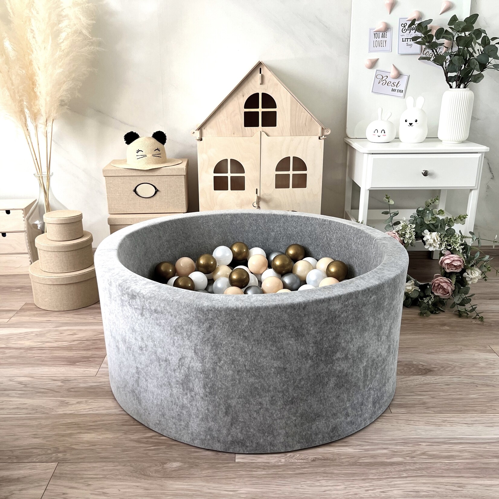 moje. Ballenbad - Soft Velvet - 90x40cm - Grey (melange)
