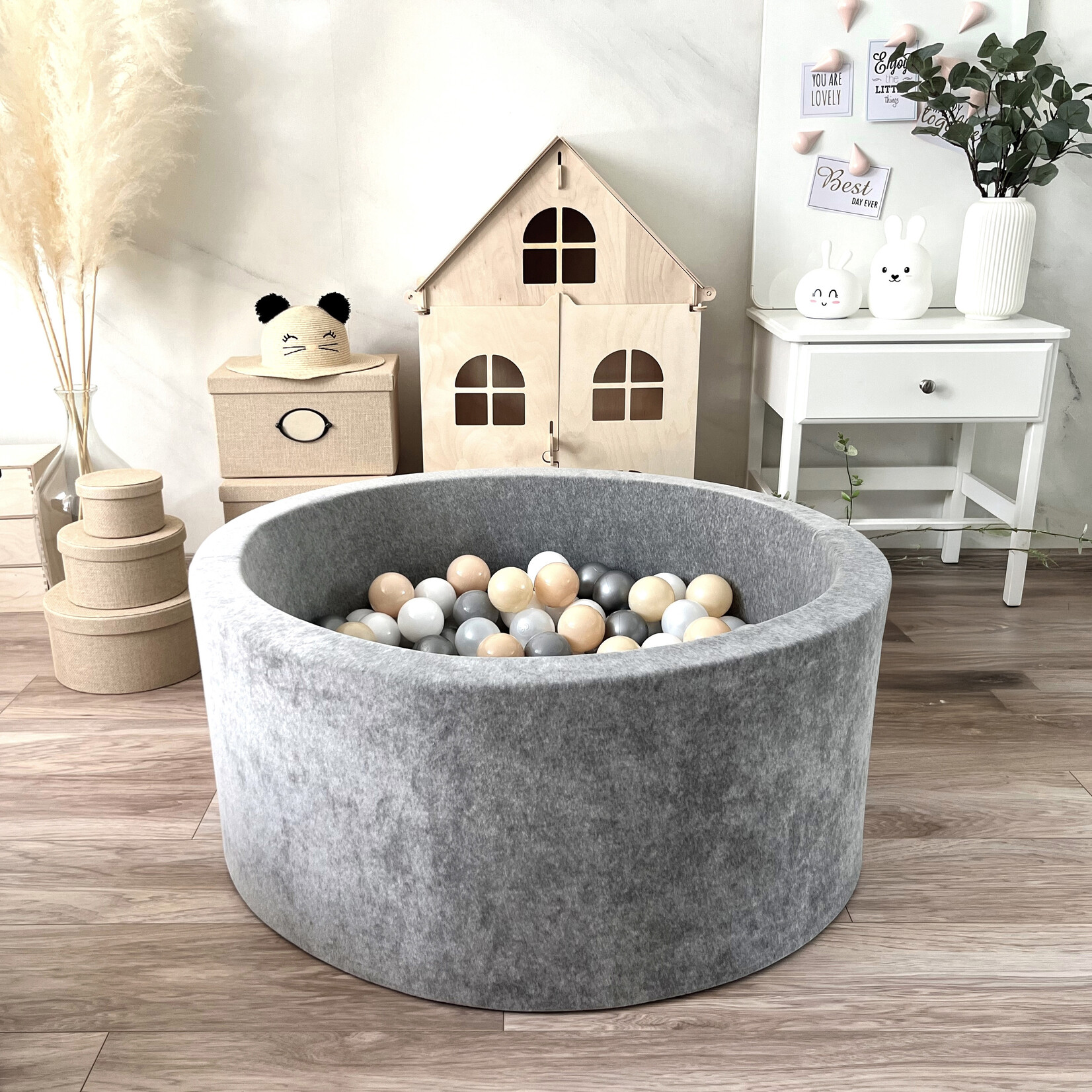 moje. Ballenbad - Soft Velvet - 90x40cm - Grey (melange)