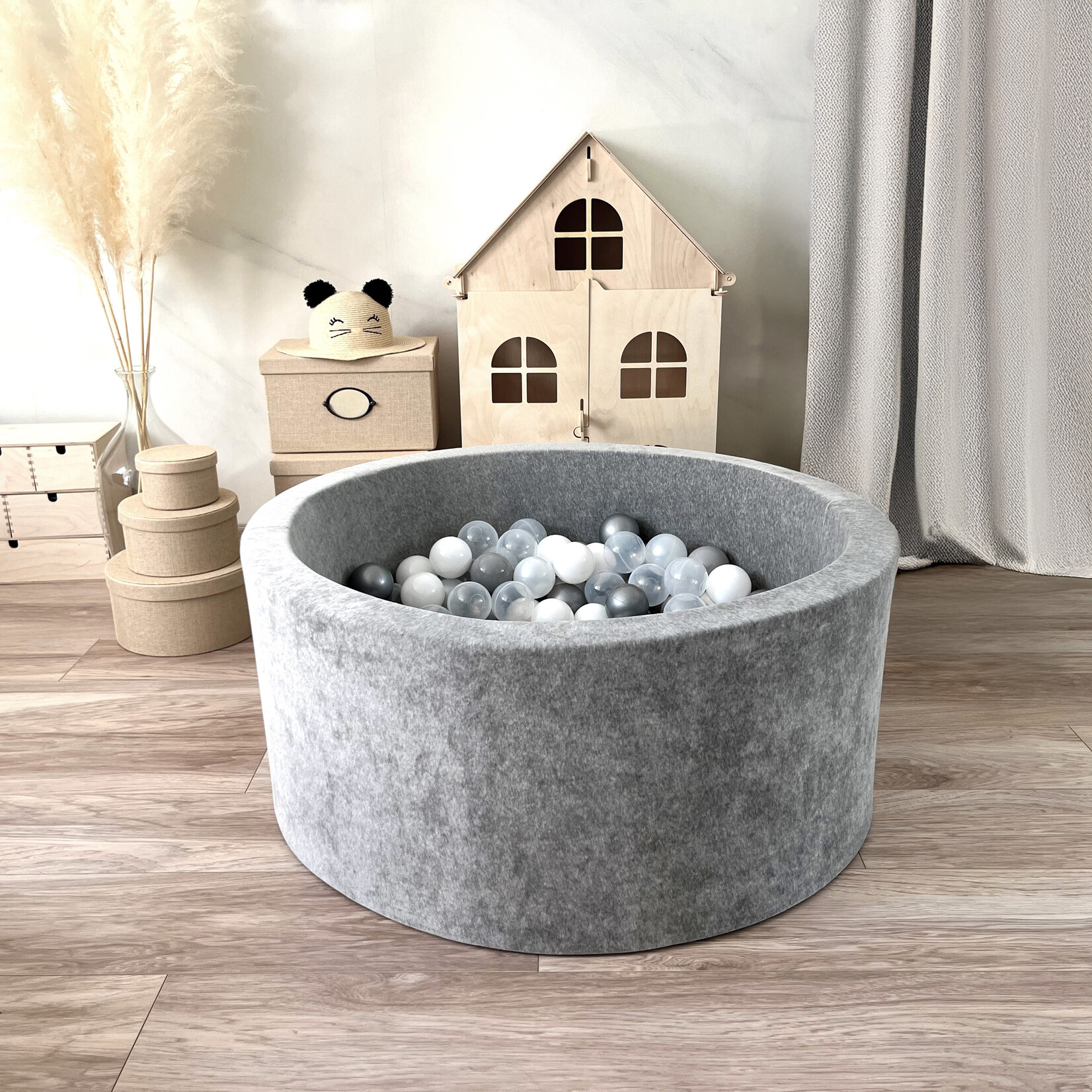 moje. Ballenbad - Soft Velvet - 90x40cm - Grey (melange)
