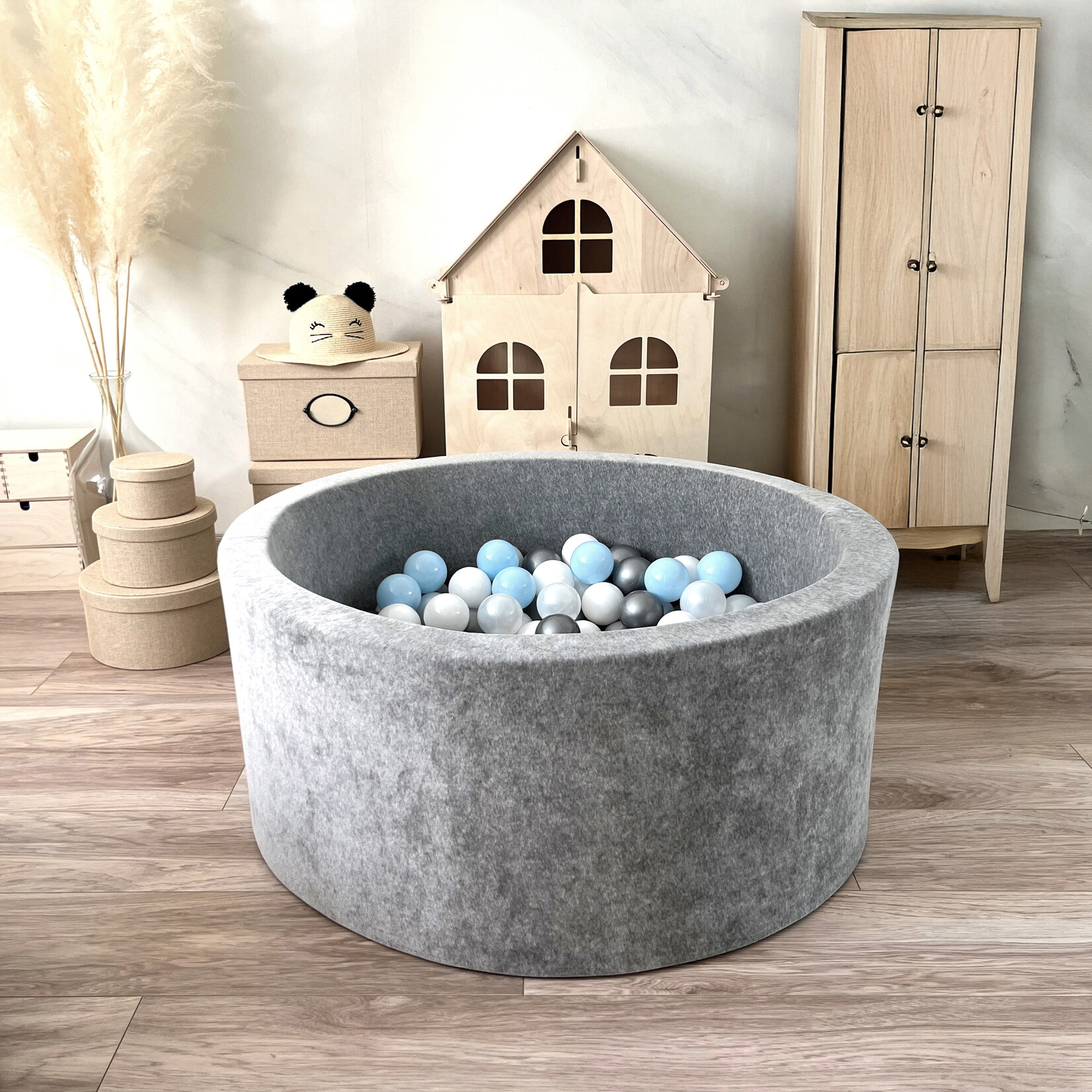 moje. Ballenbad - Soft Velvet - 90x40cm - Grey (melange)