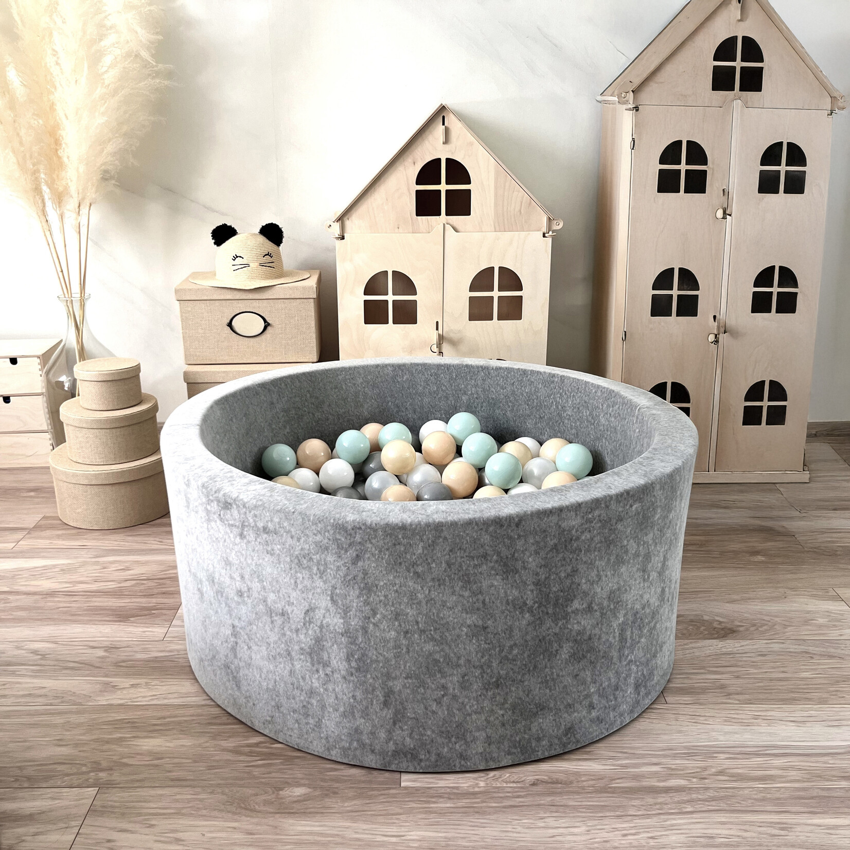 moje. Ballenbad - Soft Velvet - 90x40cm - Grey (melange)