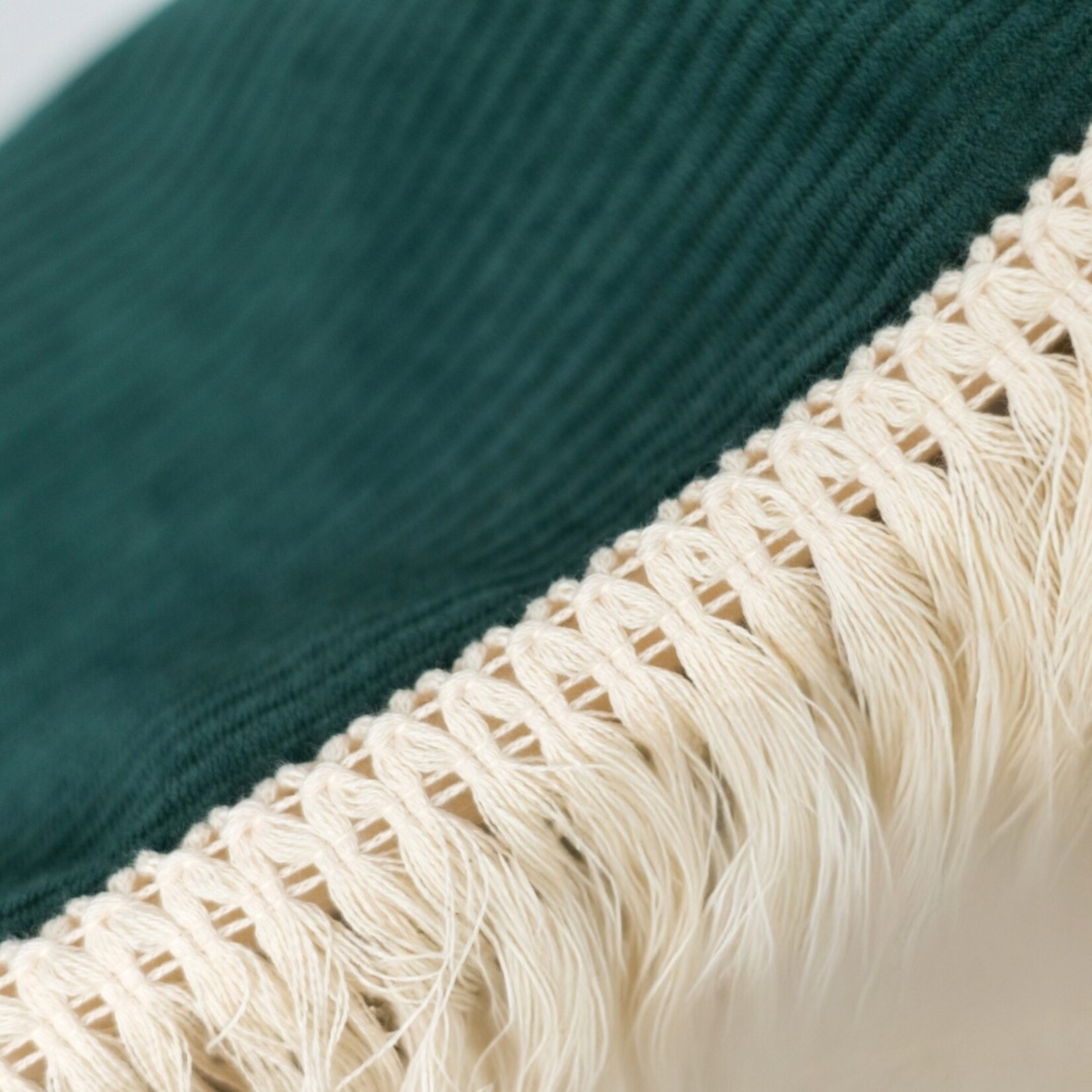 moje. Luxe Hangmat - Emerald met franjes - corduroy