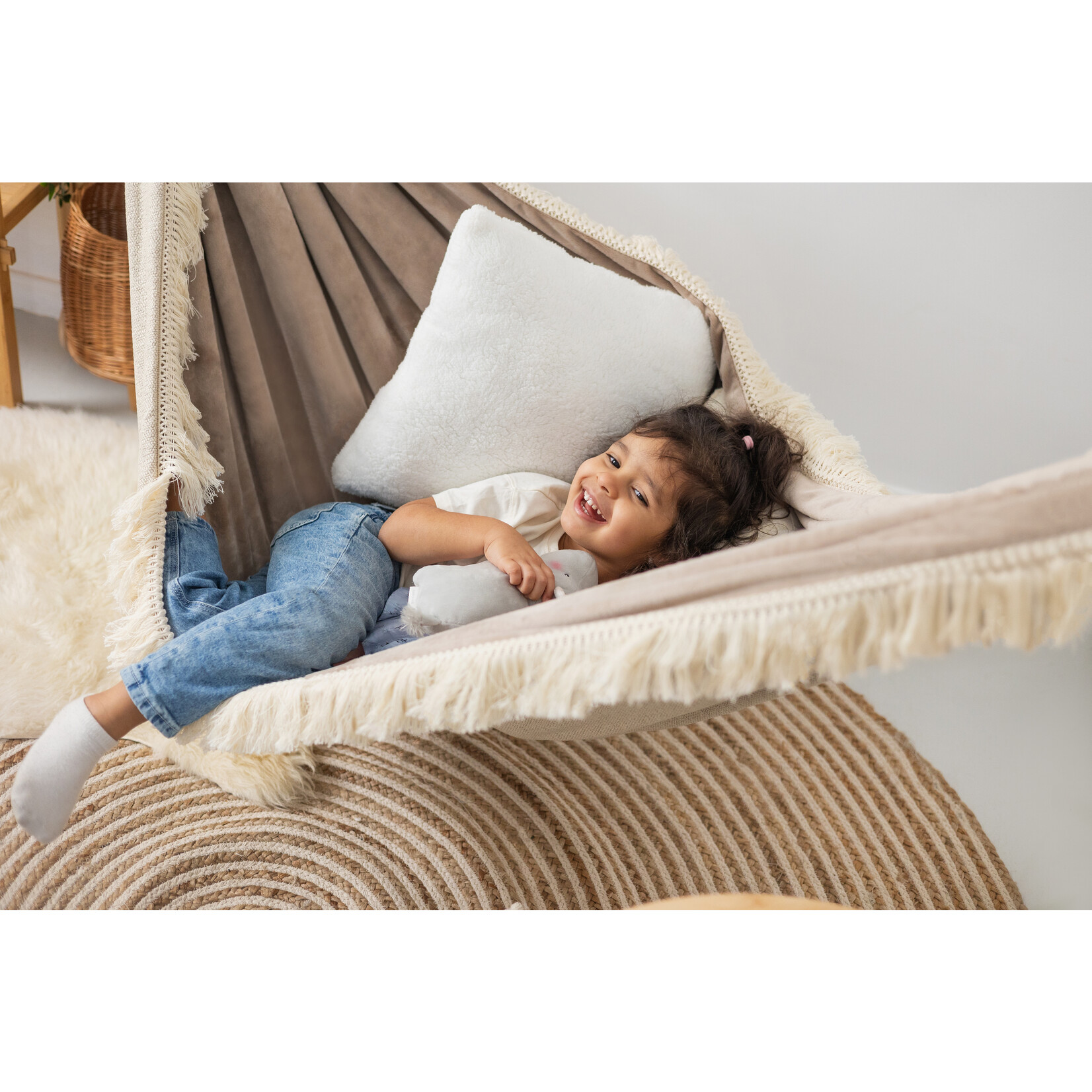 moje. Luxe Hangmat - Velvet - Beige Dream