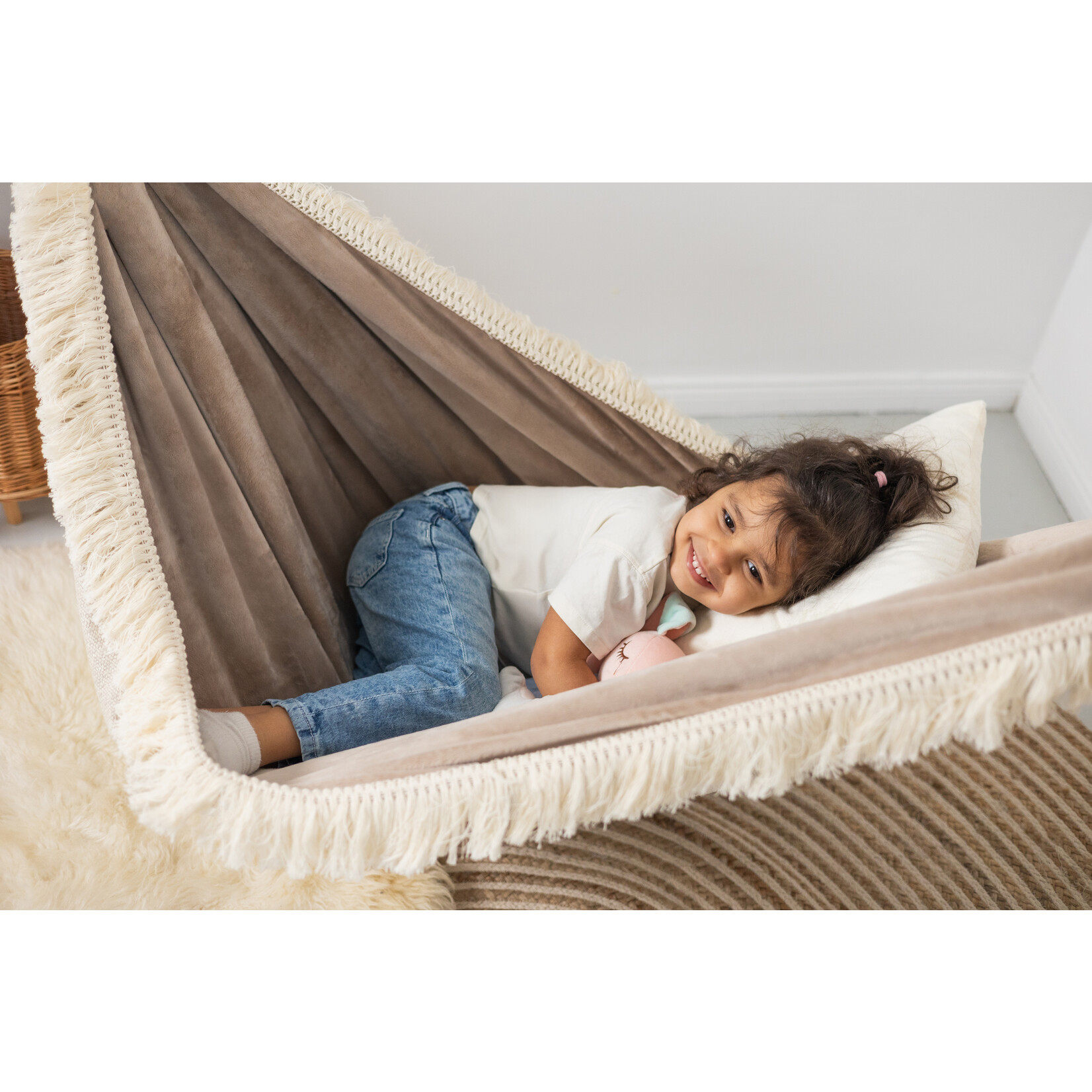 moje. Luxe Hangmat - Velvet - Beige Dream