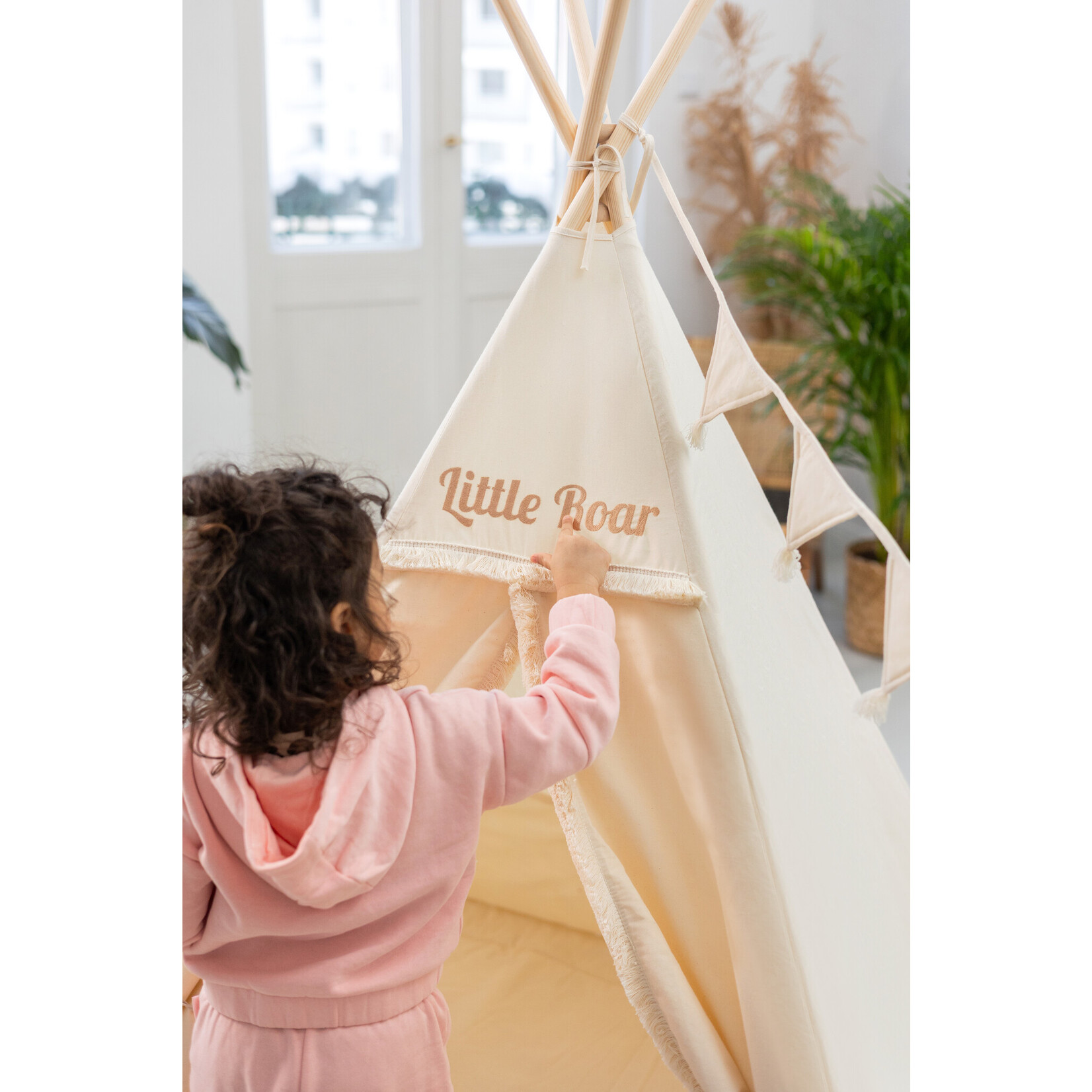 Sowka Set XXL Tipi tent "Little Roar" met accessoires