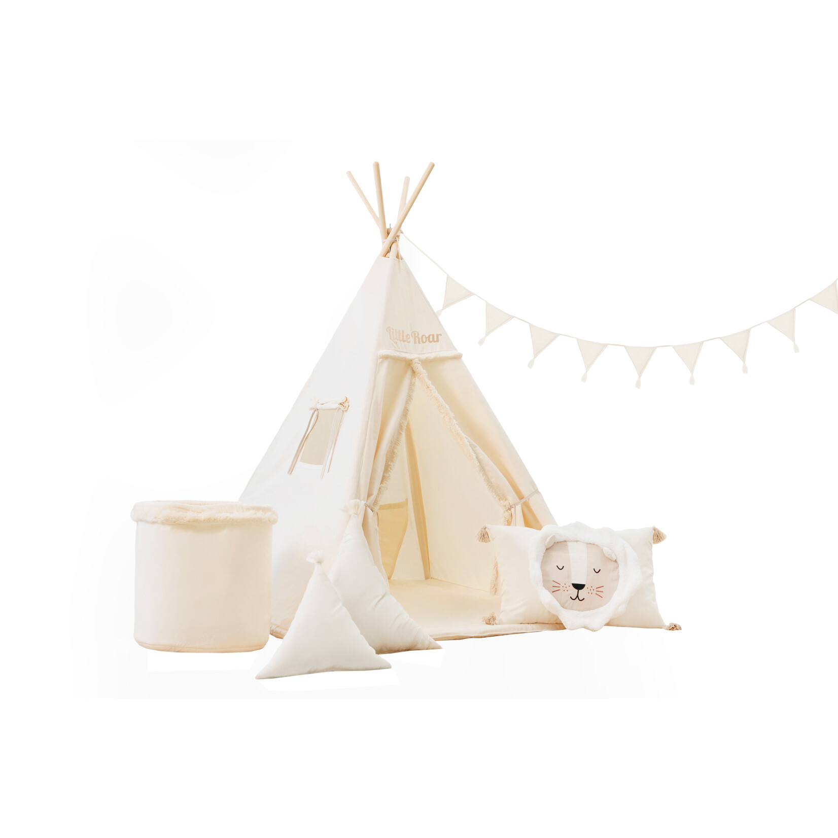 Sowka Set XXL Tipi tent "Little Roar" met accessoires