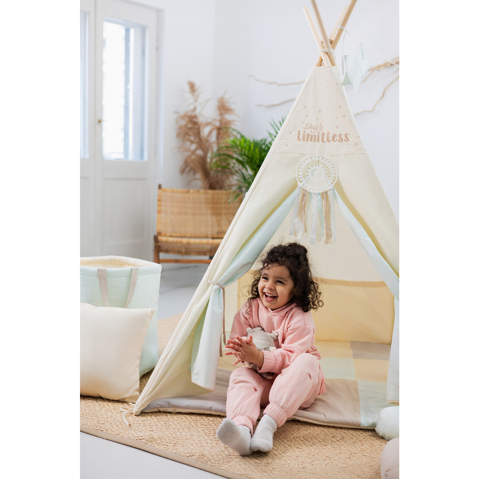 Sowka Set XXL Tipi tent "Pastel square" met accessoires