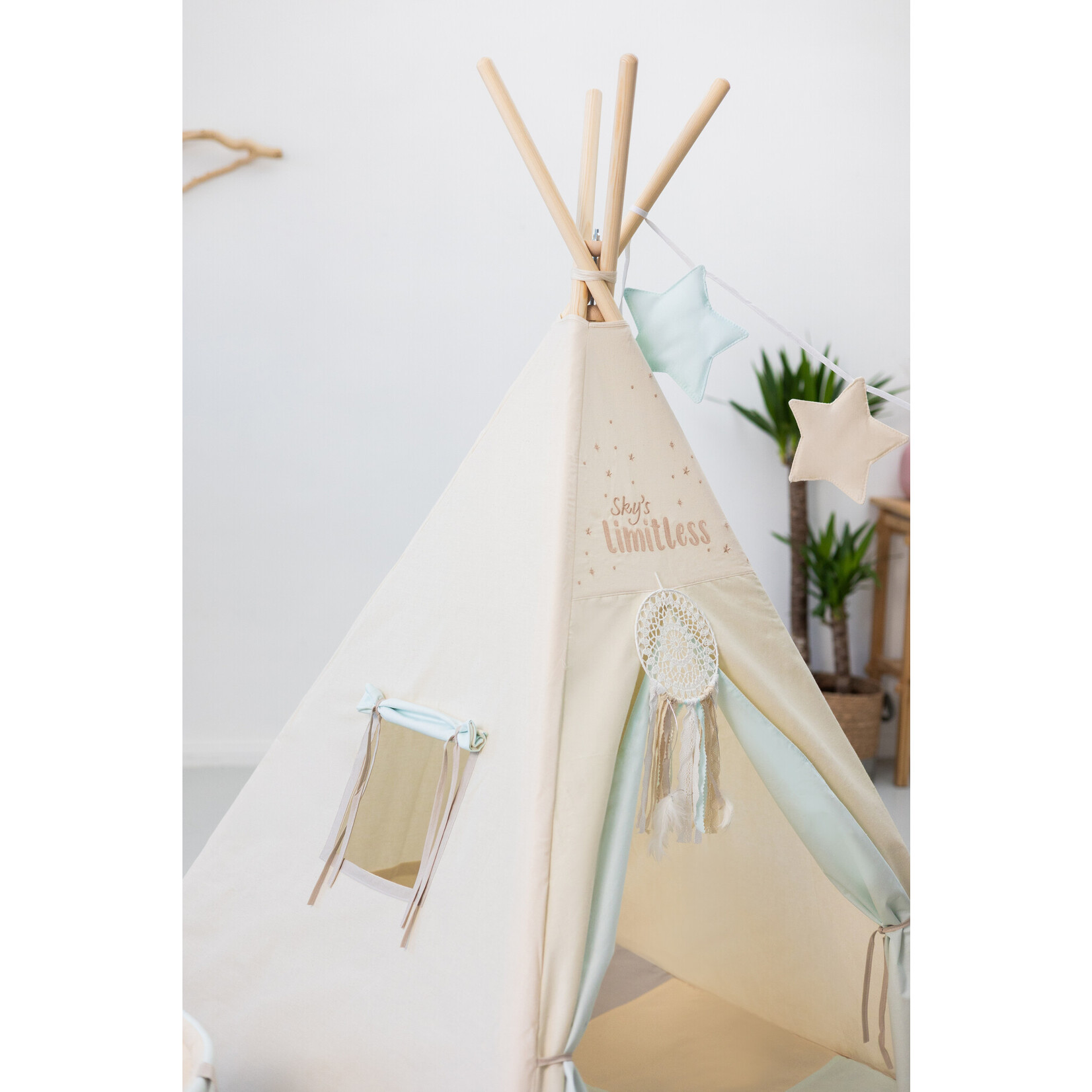 Sowka Set XXL Tipi tent "Pastel square" met accessoires