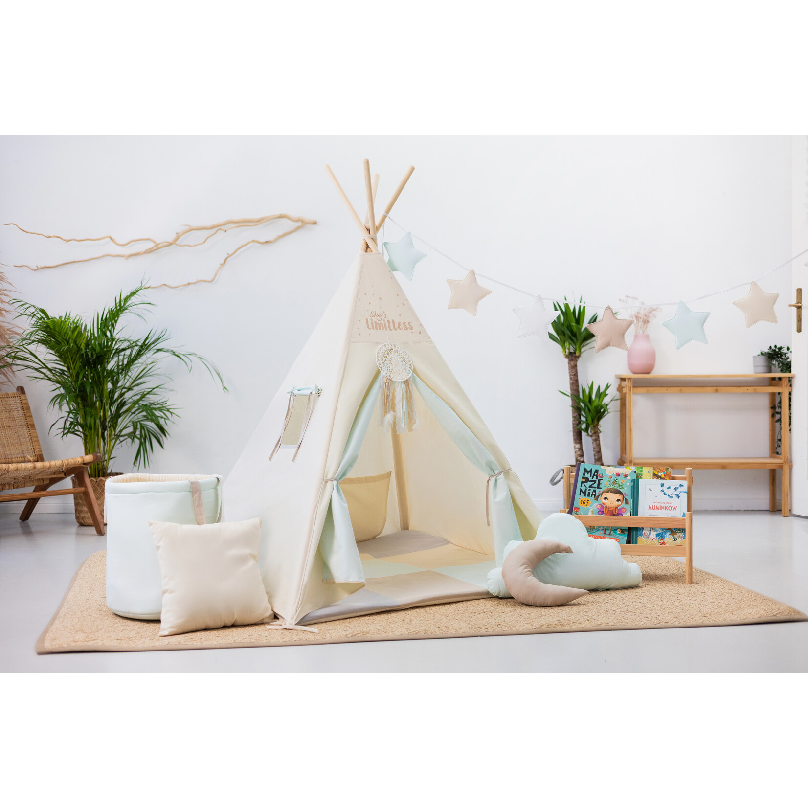 Sowka Set XXL Tipi tent "Pastel square" met accessoires