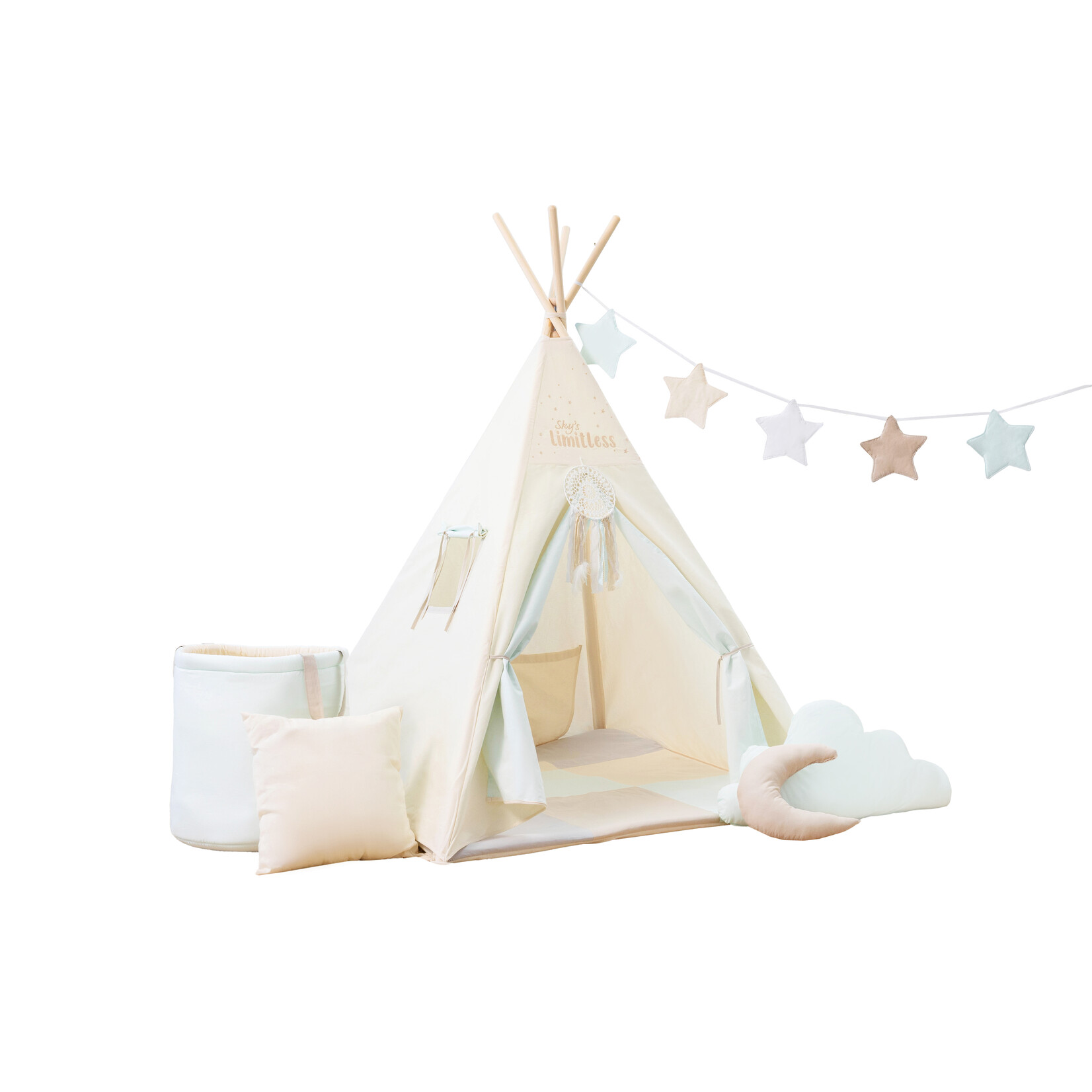 Sowka Set XXL Tipi tent "Pastel square" met accessoires