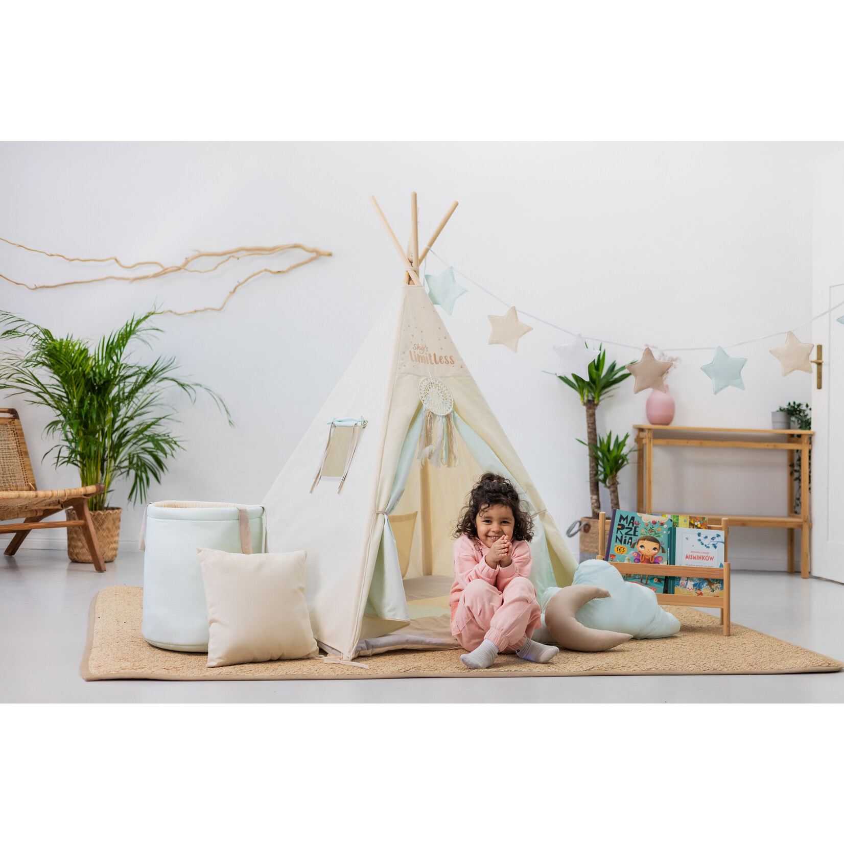 Sowka Set XXL Tipi tent "Pastel square" met accessoires