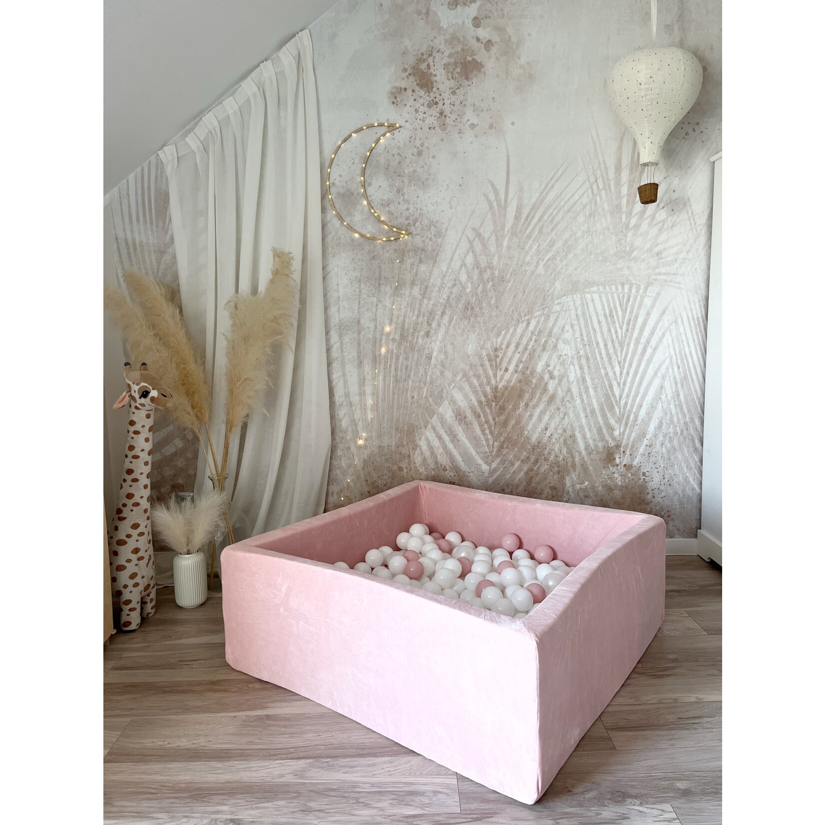 moje. Ballenbad - Soft Velvet- 106x106x40 cm - Light Pink