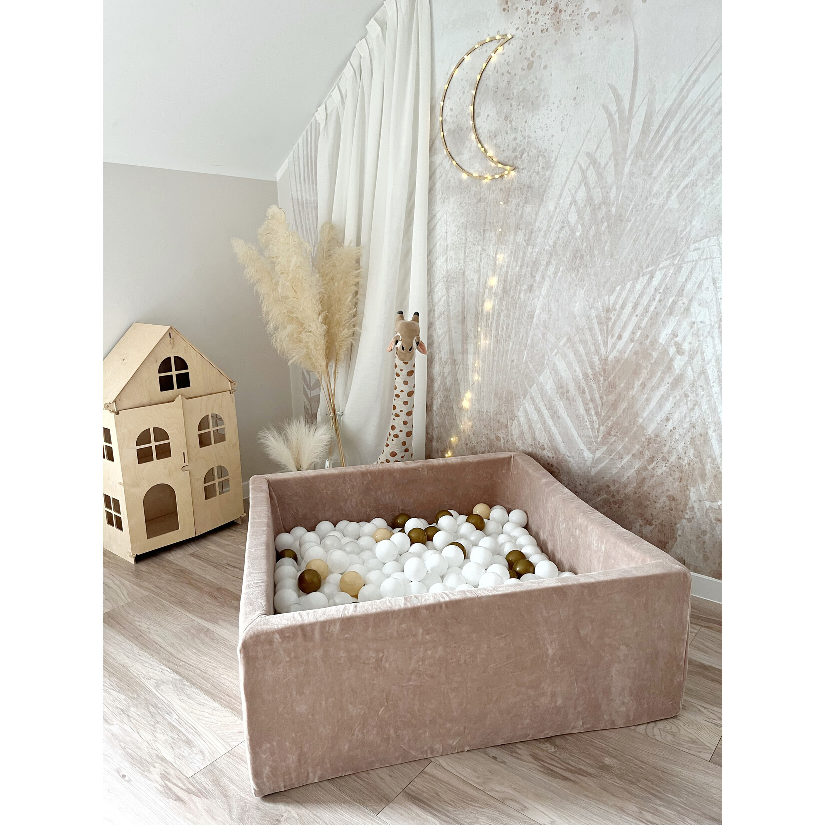 moje. Ballenbad - Soft Velvet- 106x106x40 cm - Dark Beige