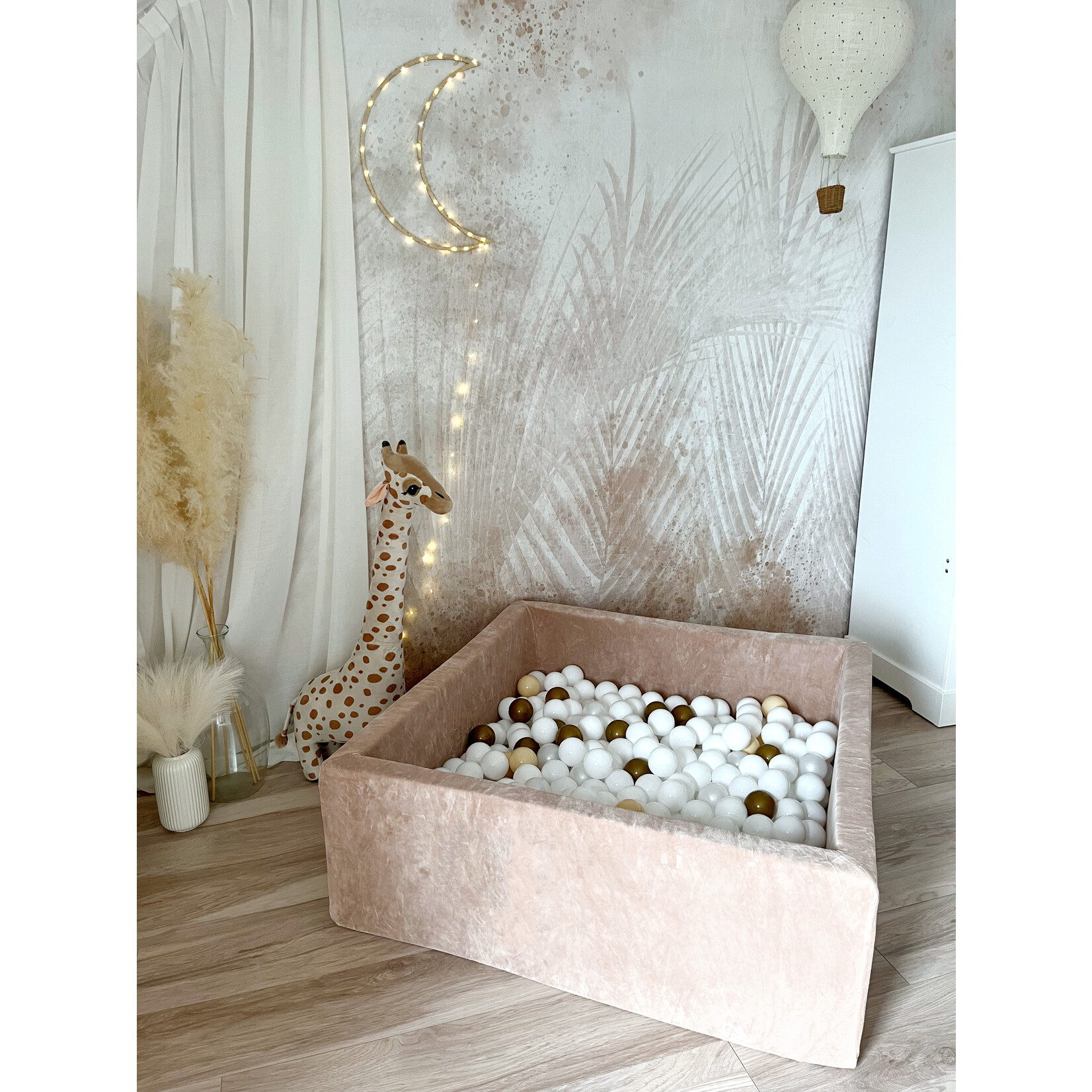 moje. Ballenbad - Soft Velvet- 106x106x40 cm - Dark Beige