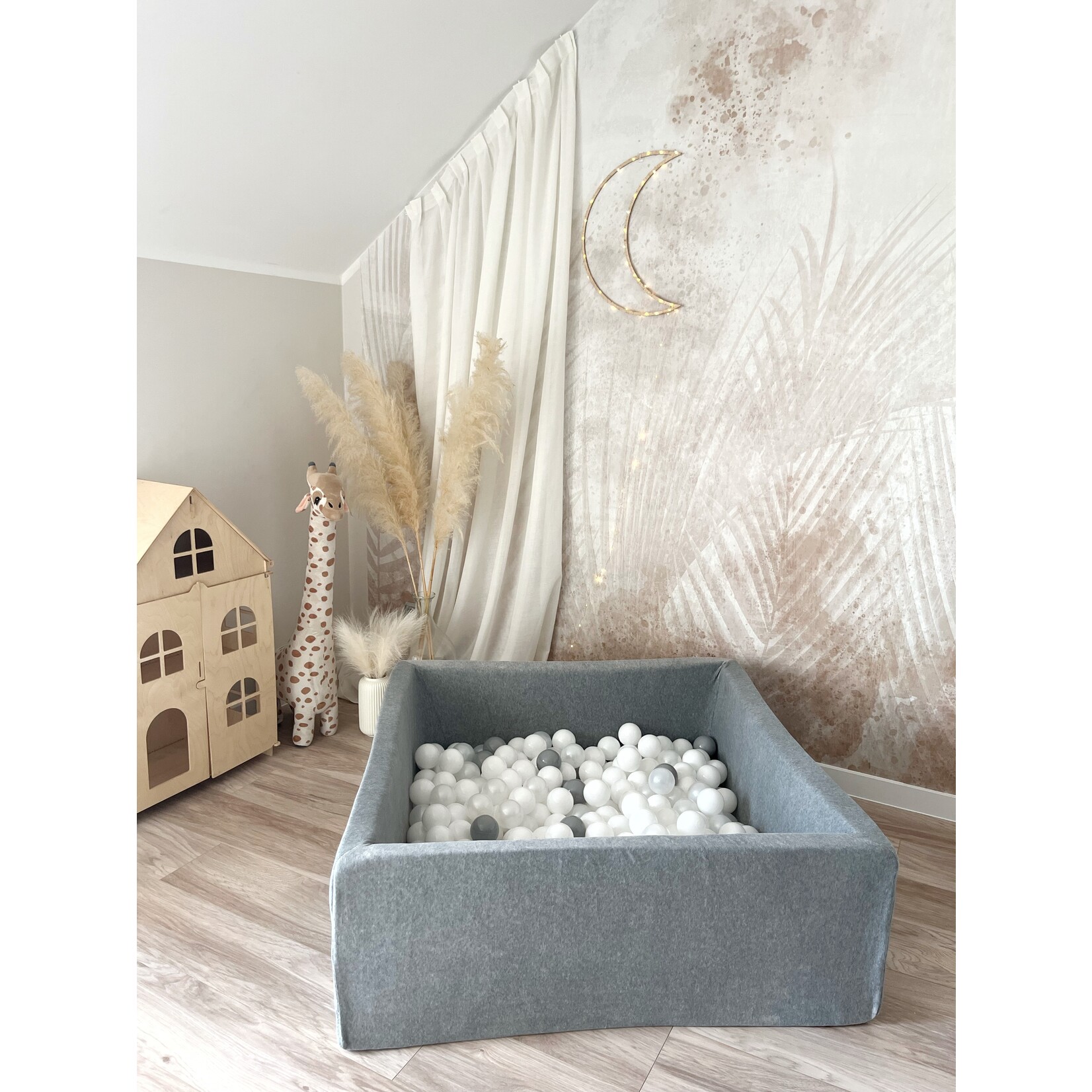 moje. Ballenbad - Soft Velvet- 106x106x40 cm - Grey