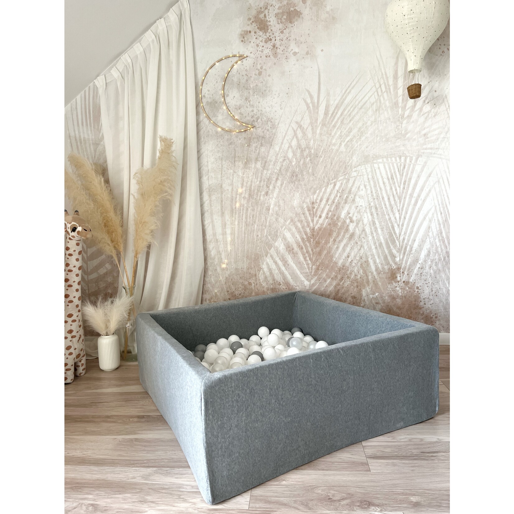moje. Ballenbad - Soft Velvet- 106x106x40 cm - Grey