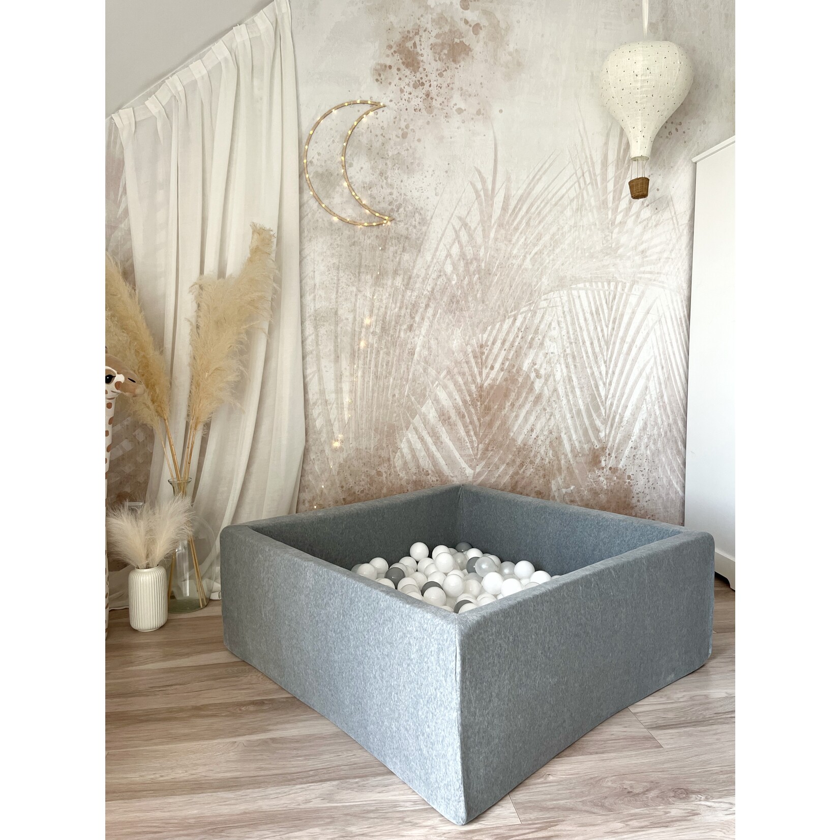 moje. Ballenbad - Soft Velvet- 106x106x40 cm - Grey