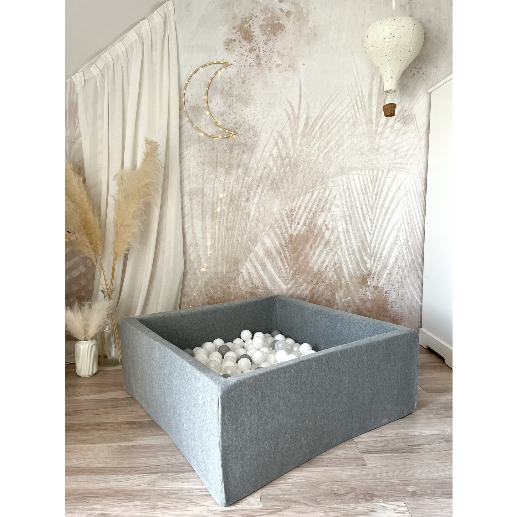 moje. Ballenbad - Soft Velvet- 106x106x40 cm - Grey