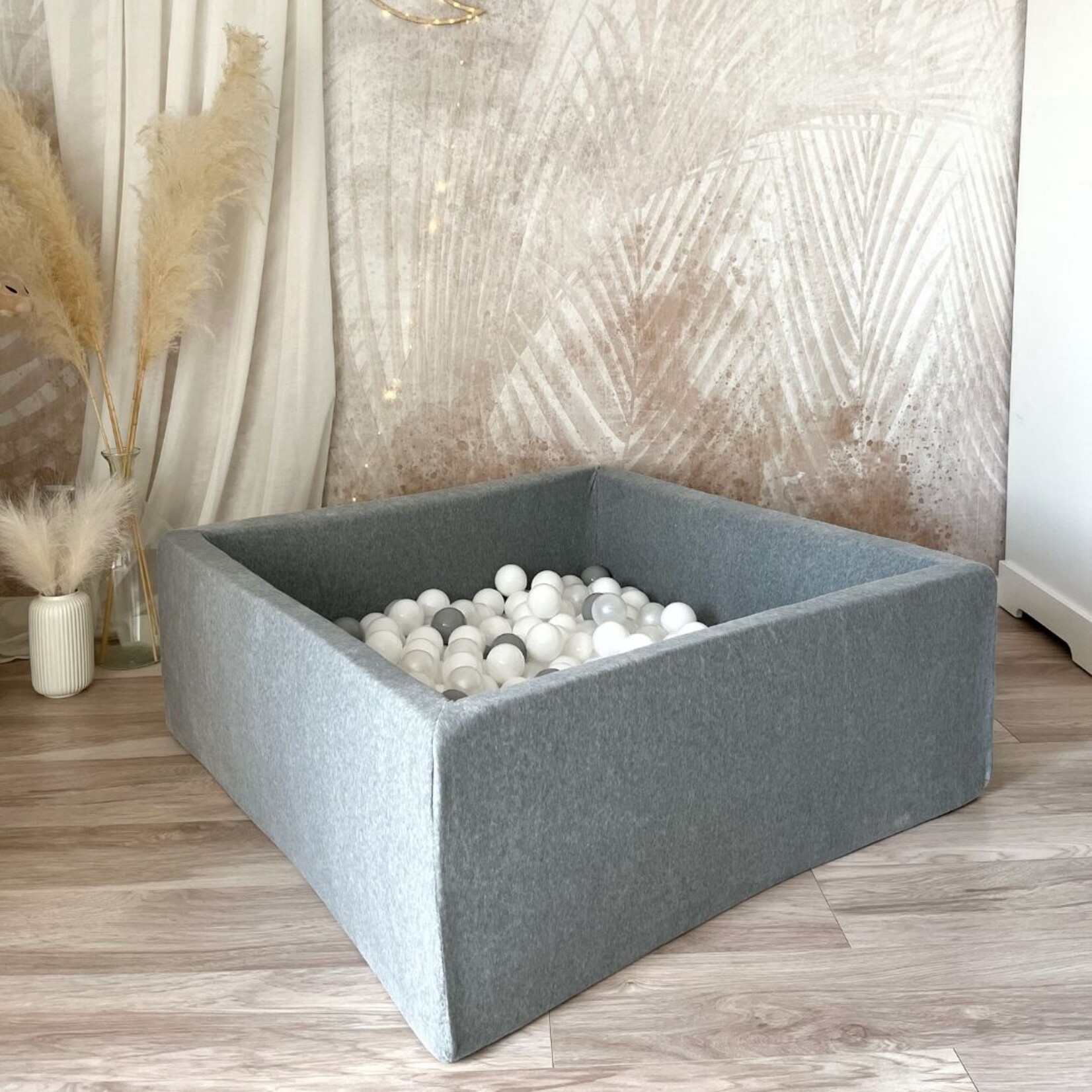 moje. Ballenbad - Soft Velvet- 106x106x40 cm - Grey