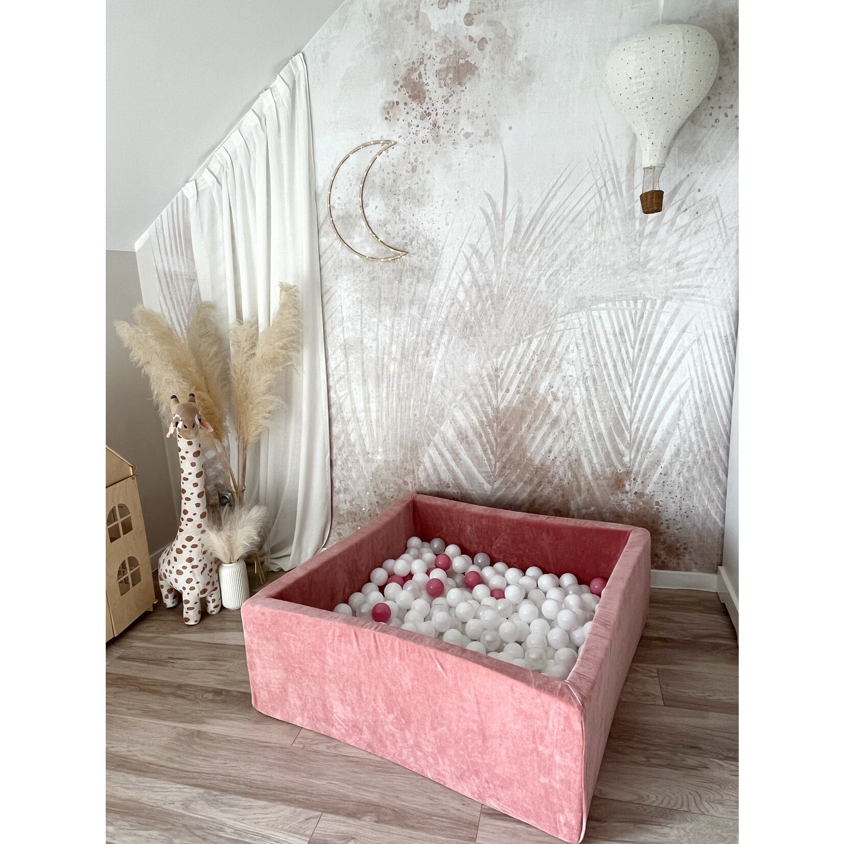 moje. Ballenbad - Soft Velvet- 106x106x40 cm - Dark Pink