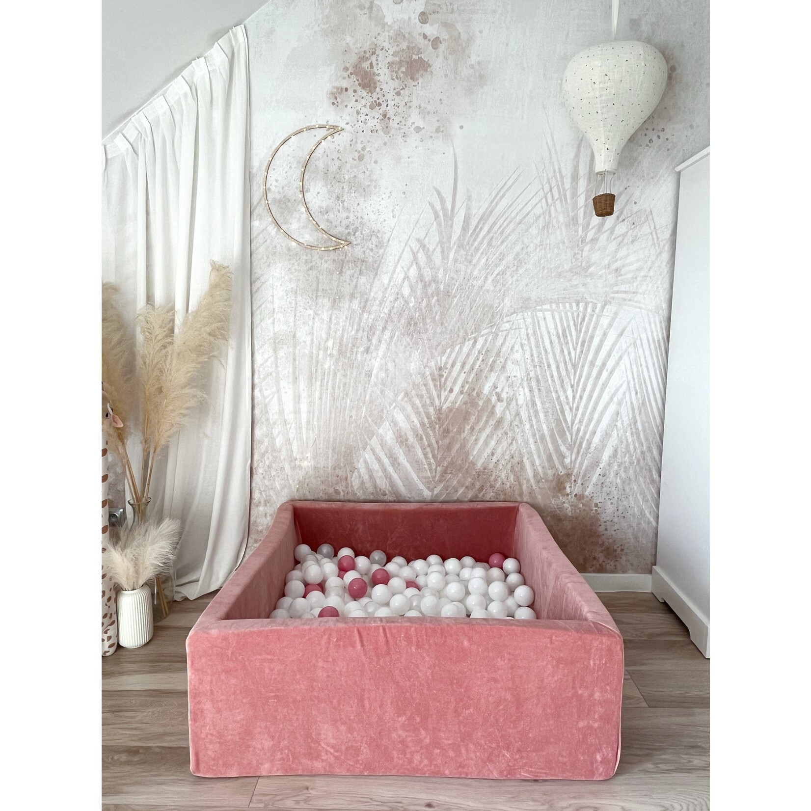 moje. Ballenbad - Soft Velvet- 106x106x40 cm - Dark Pink