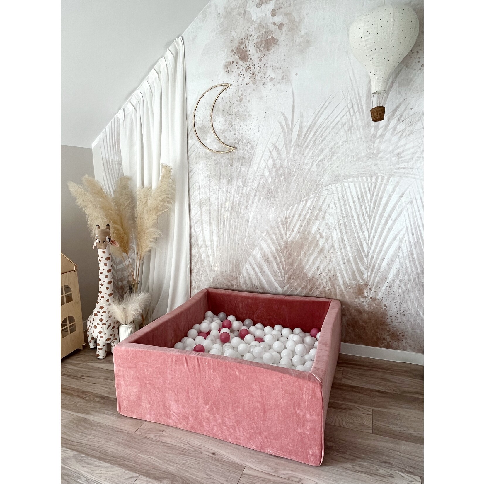 moje. Ballenbad - Soft Velvet- 106x106x40 cm - Dark Pink