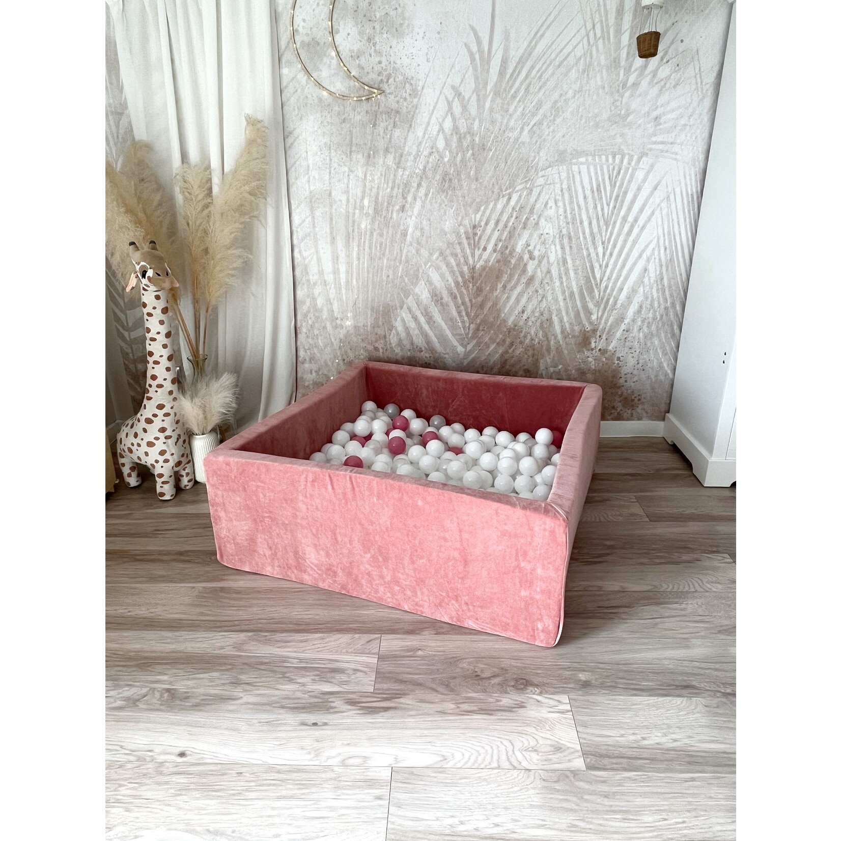 moje. Ballenbad - Soft Velvet- 106x106x40 cm - Dark Pink