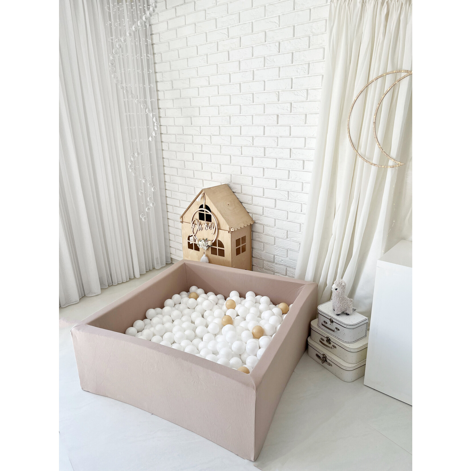 moje. Ballenbad - Cotton- 106x106x40 cm - Beige