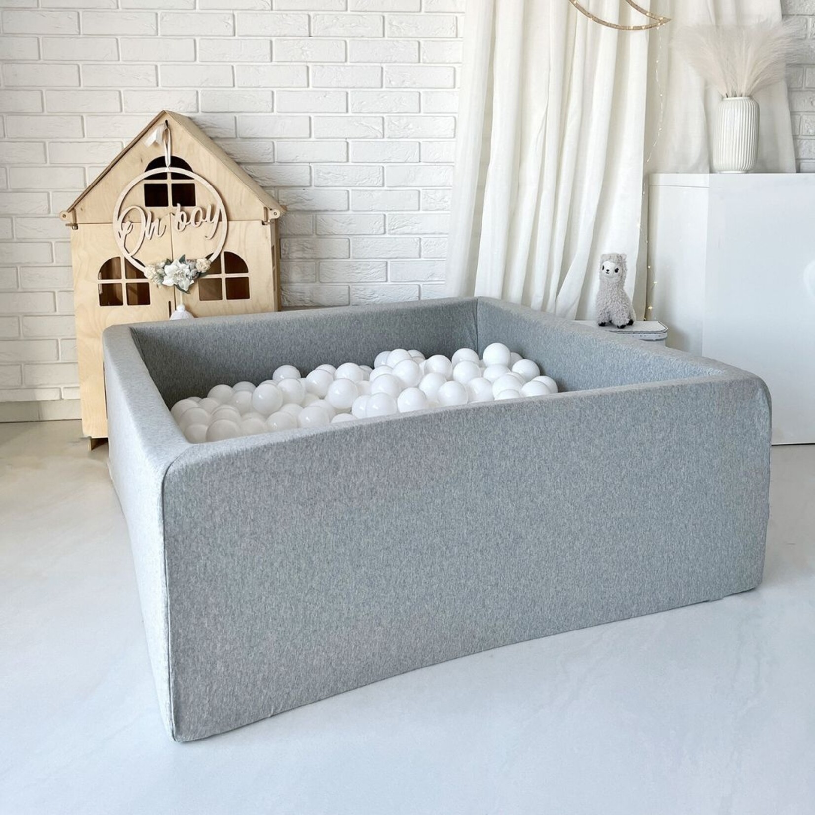 moje. Ballenbad - Cotton- 106x106x40 cm - Light Grey