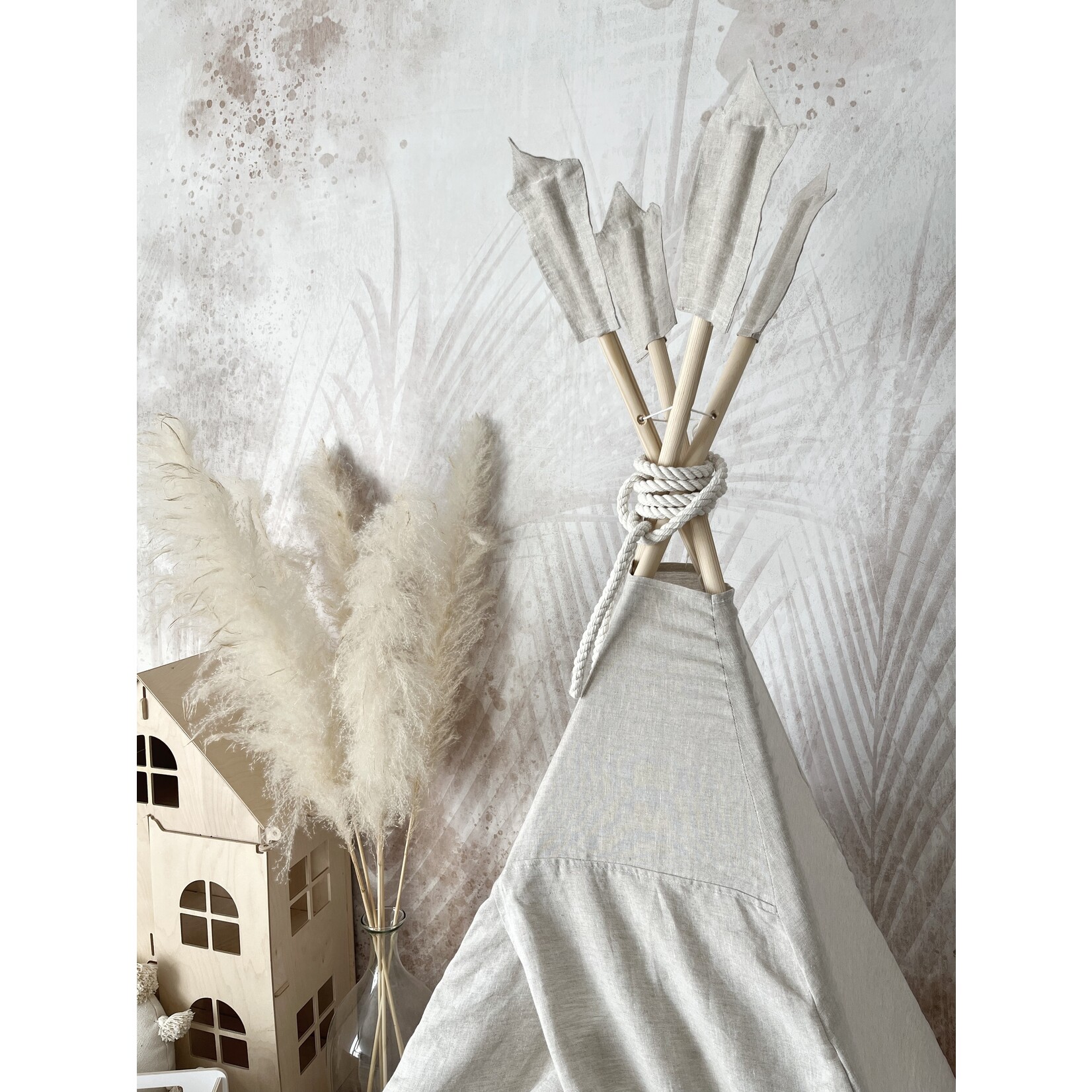 moje. Tipi Tent - Linnen - Naturel