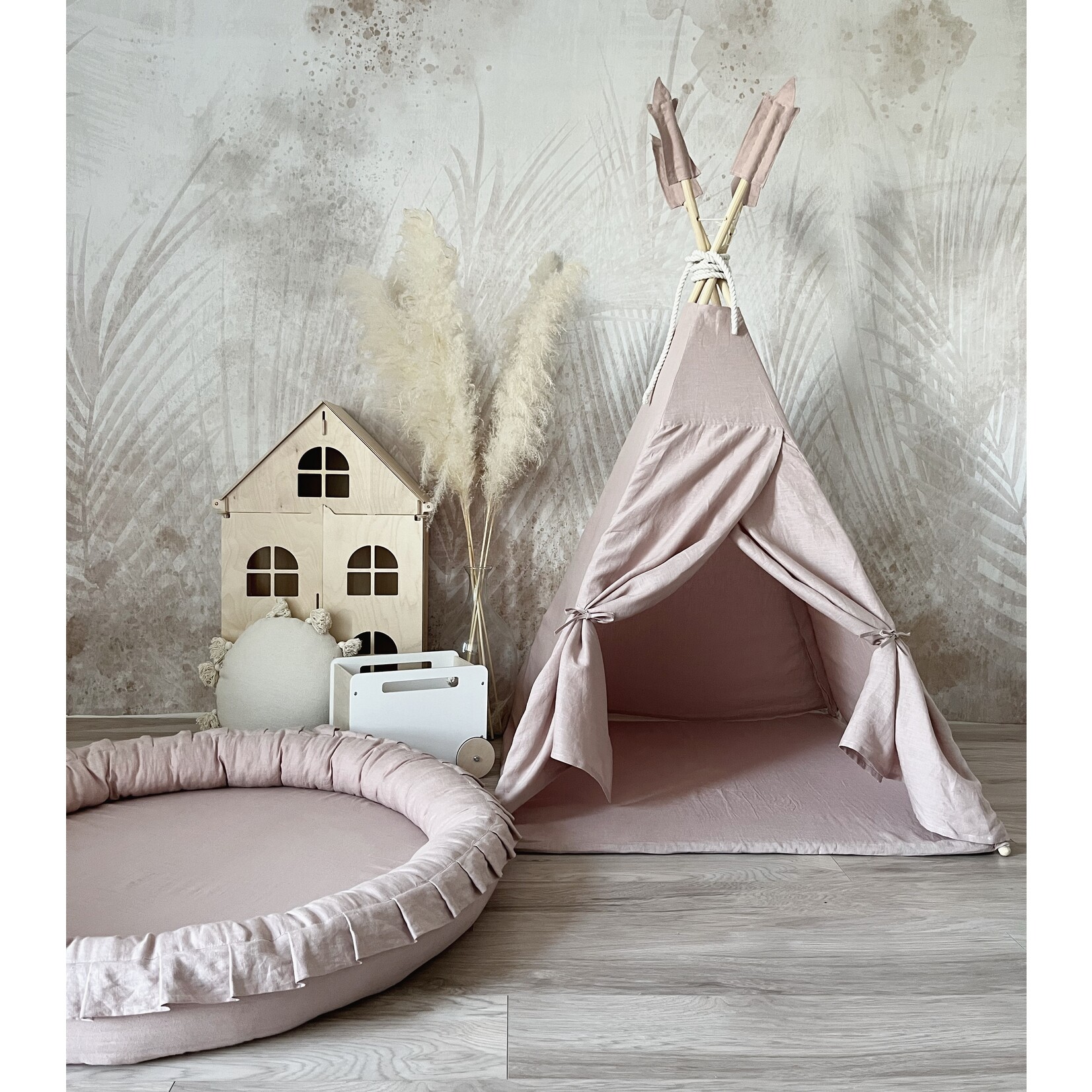 moje. Tipi Tent - Linnen - Powder Pink