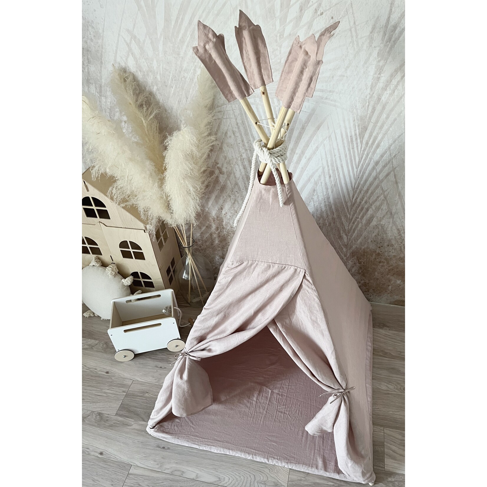 moje. Tipi Tent - Linnen - Powder Pink